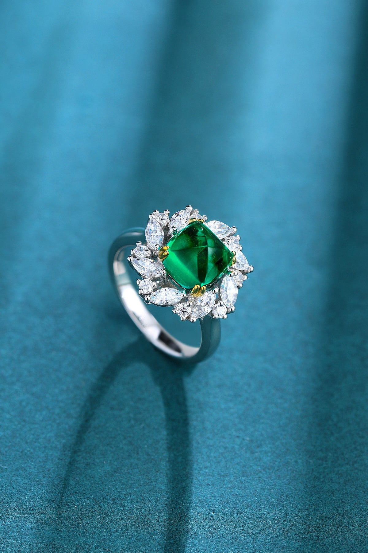Sterling Silver Lab - Grown Emerald Ring A – JSEGR934Y