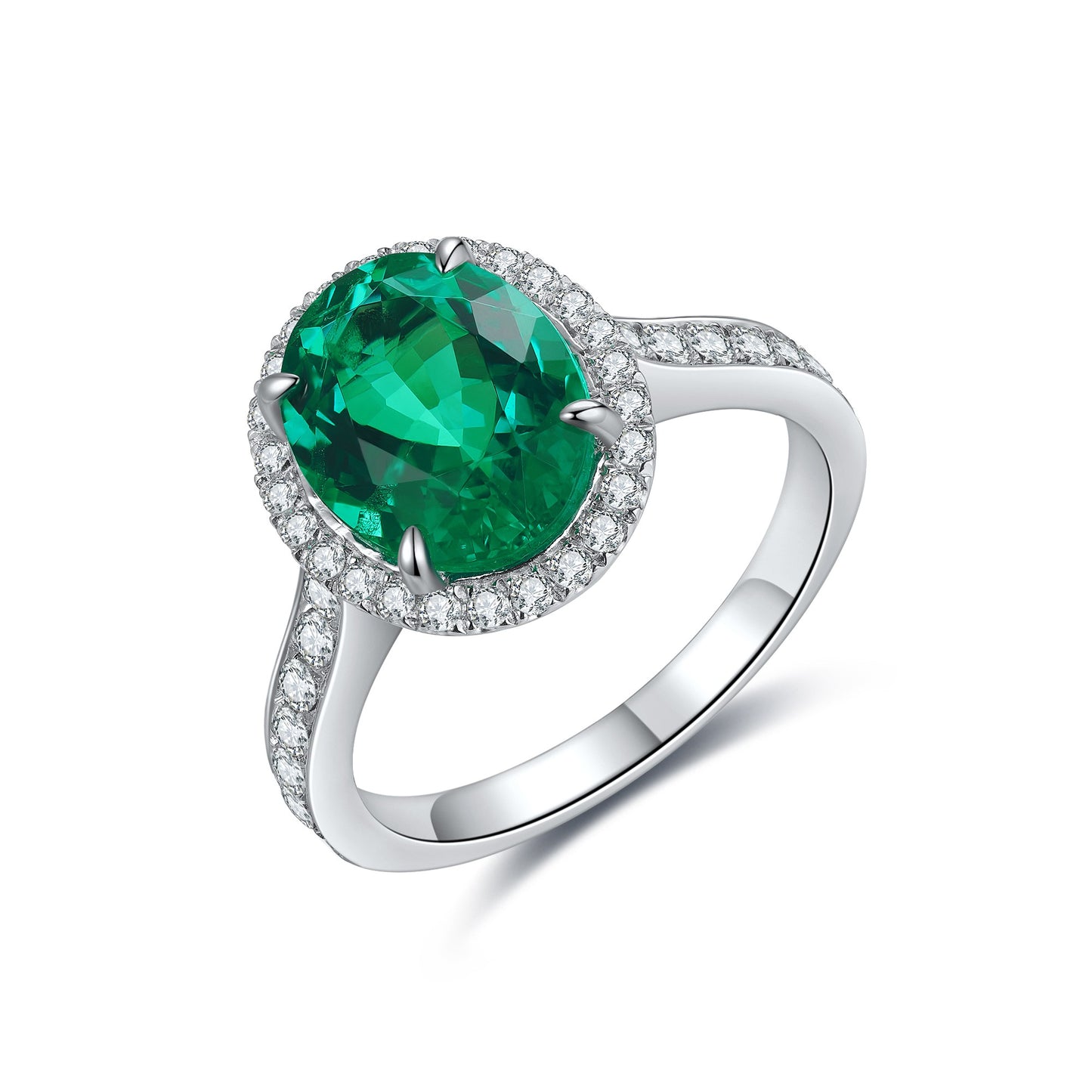 Sterling Silver Lab - Grown Emerald Ring A – JSEGR689Y