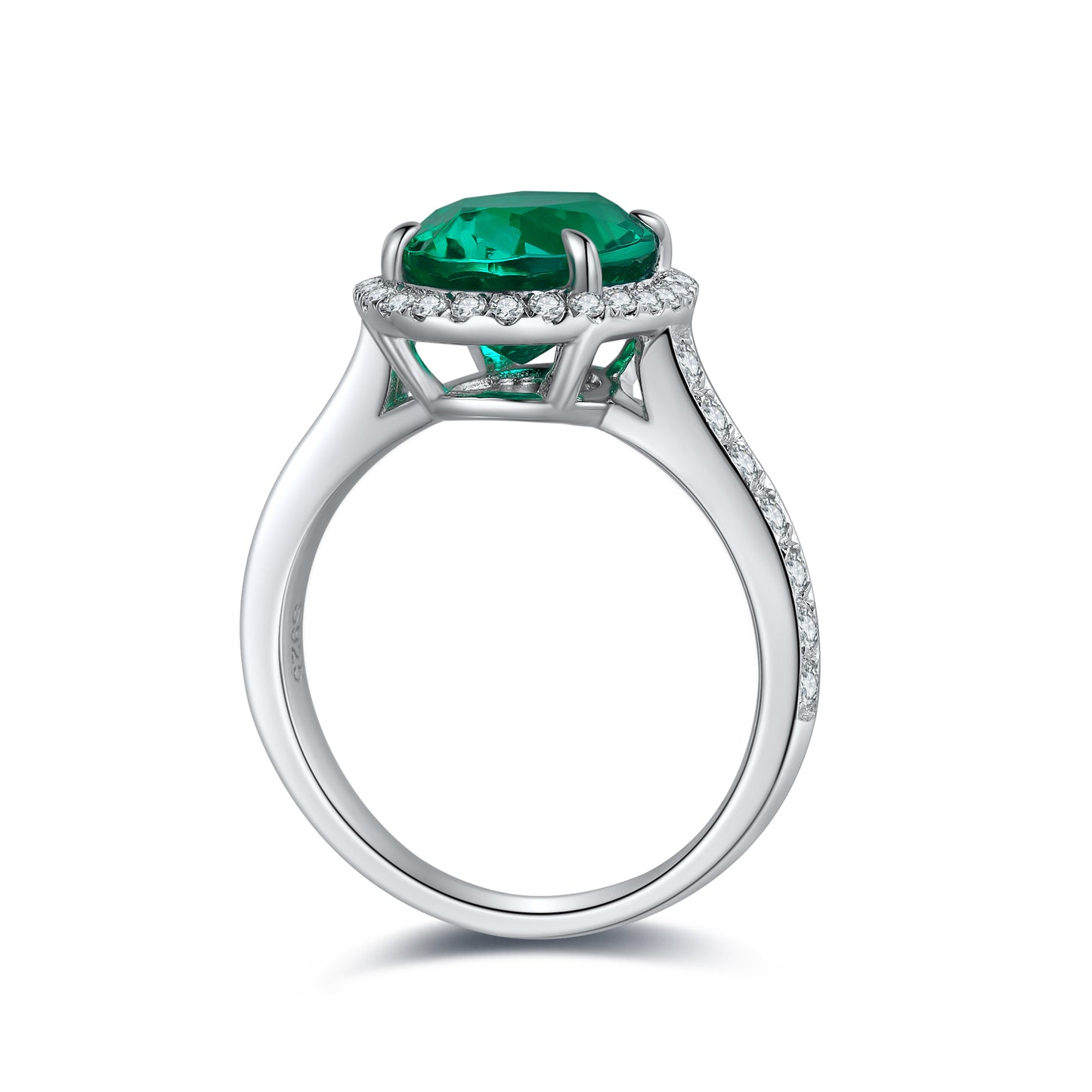 Sterling Silver Lab - Grown Emerald Ring A – JSEGR689Y
