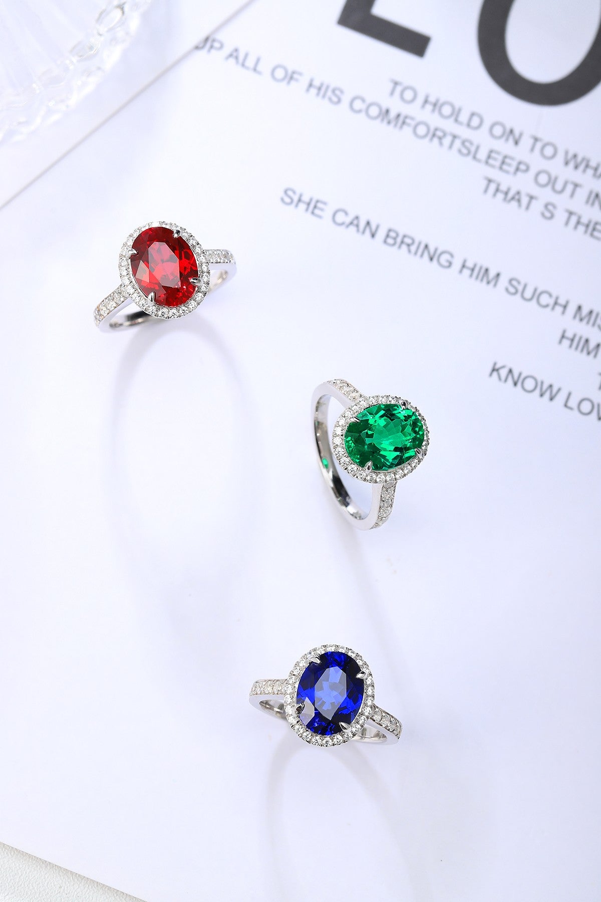 Sterling Silver Lab - Grown Emerald Ring A – JSEGR689Y