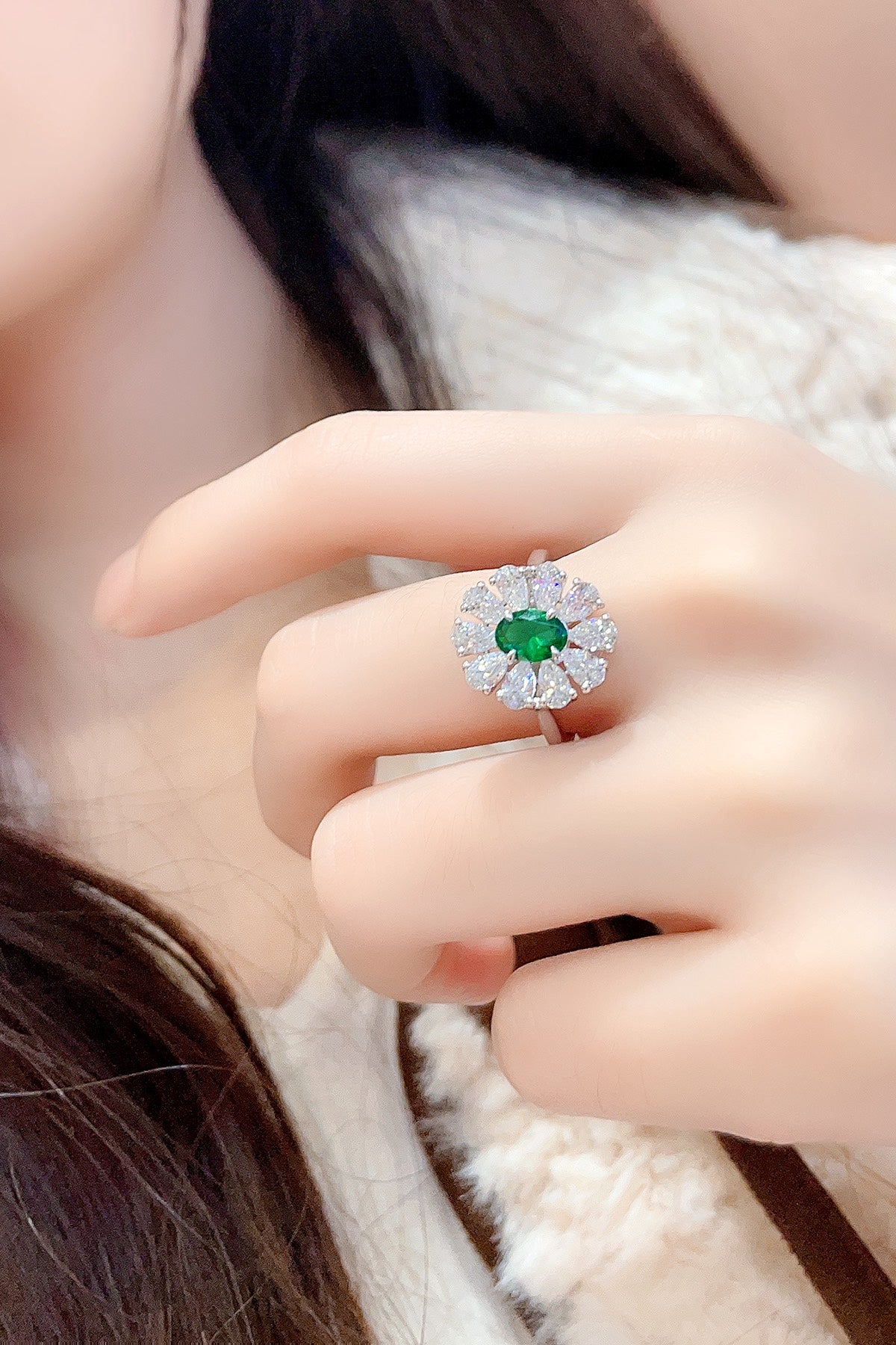 Sterling Silver Lab - Grown Emerald Ring A – JSEGR676Y
