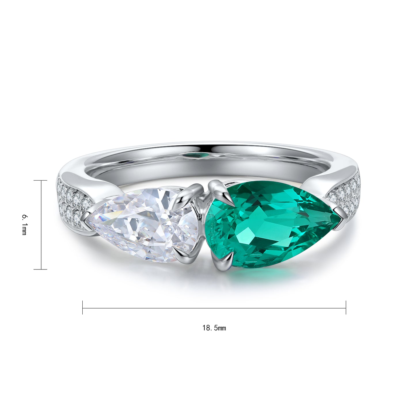 Sterling Silver Lab - Grown Emerald Ring A – JSEGR402Y