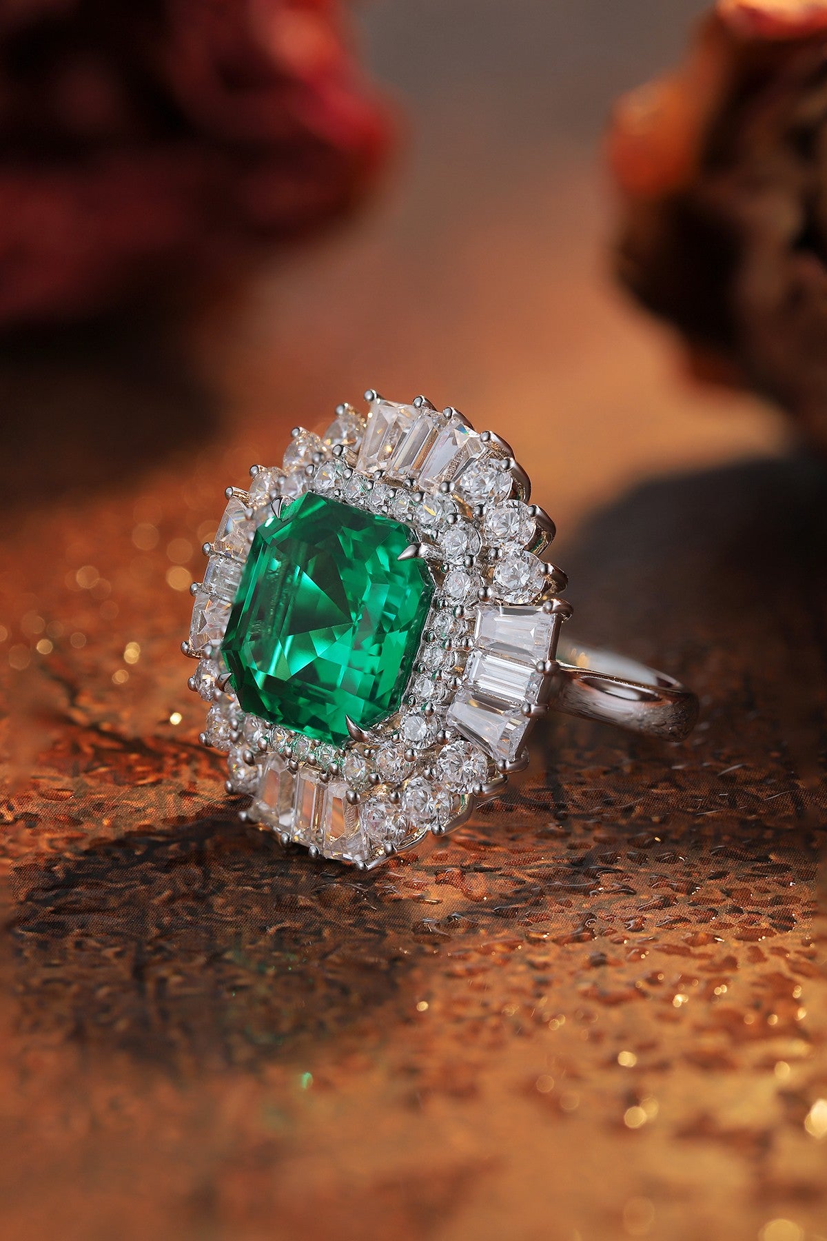 Sterling Silver Lab - Grown Emerald Ring A – JSEGR287Y