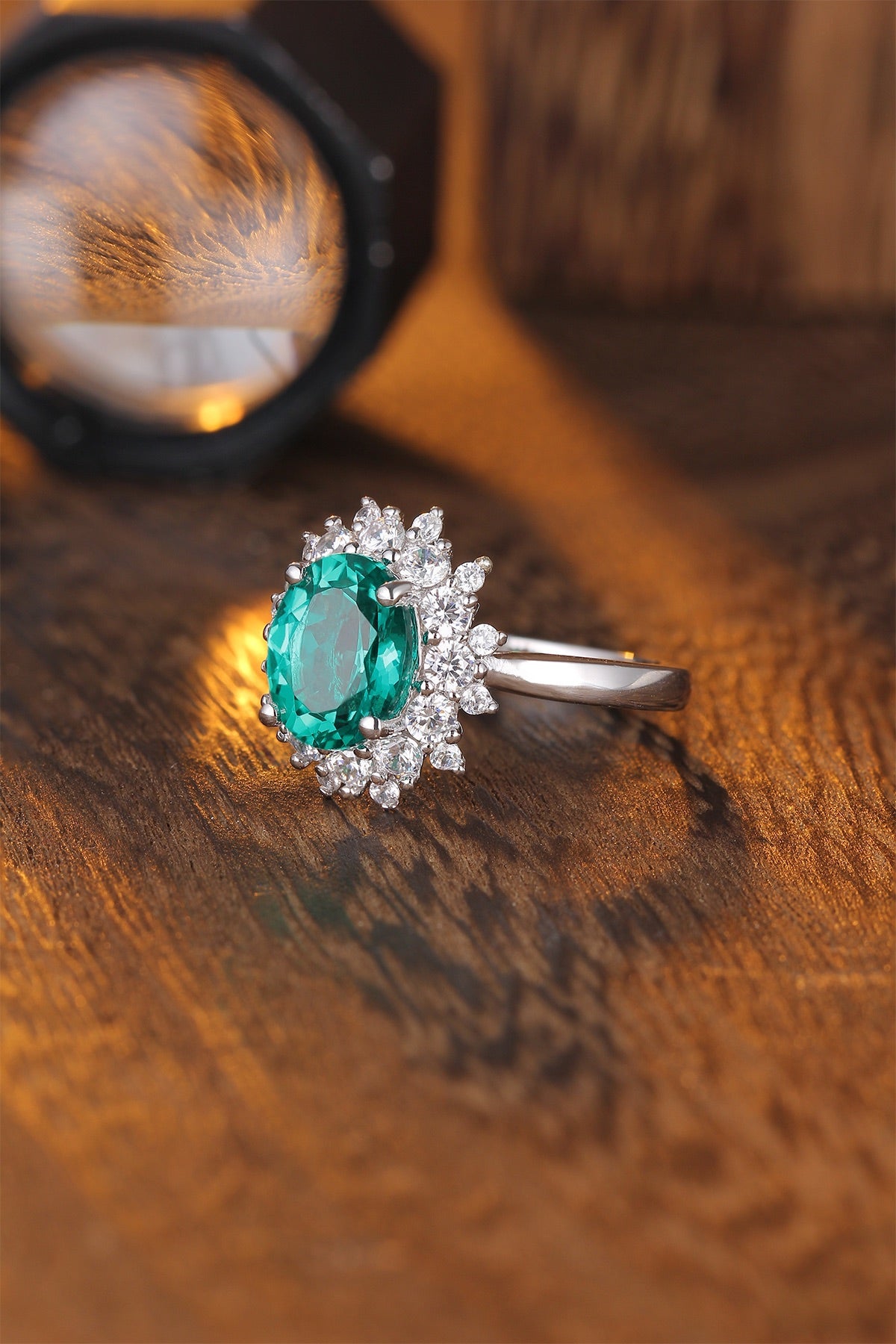 Sterling Silver Lab - Grown Emerald Ring A – JSEGR268Y