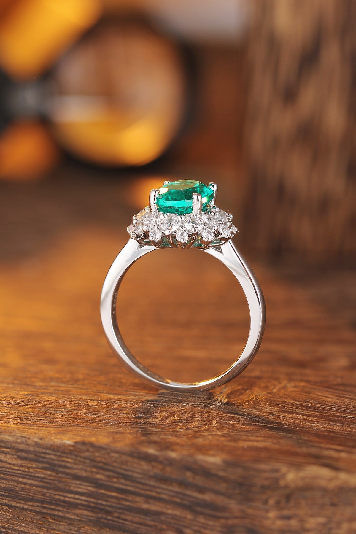 Sterling Silver Lab - Grown Emerald Ring A – JSEGR268Y