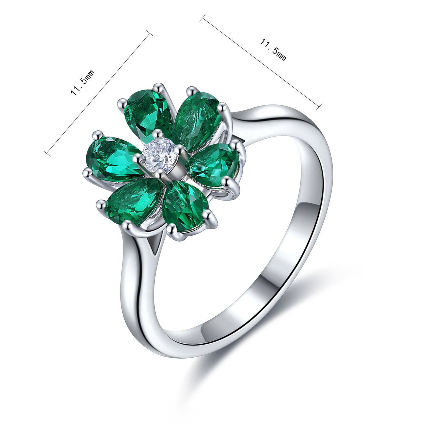 Sterling Silver Lab - Grown Emerald Ring A – JSEGR236Y