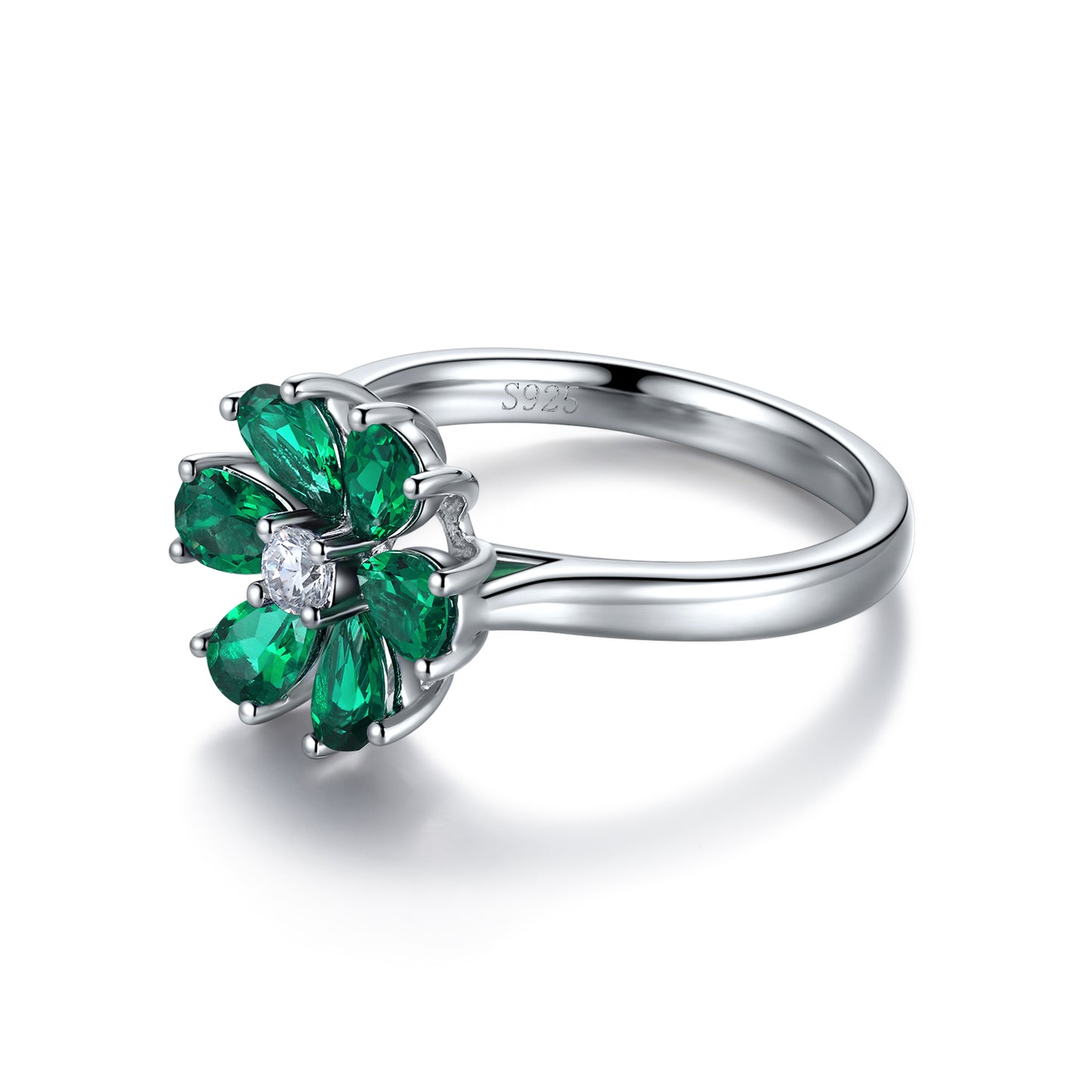 Sterling Silver Lab - Grown Emerald Ring A – JSEGR236Y