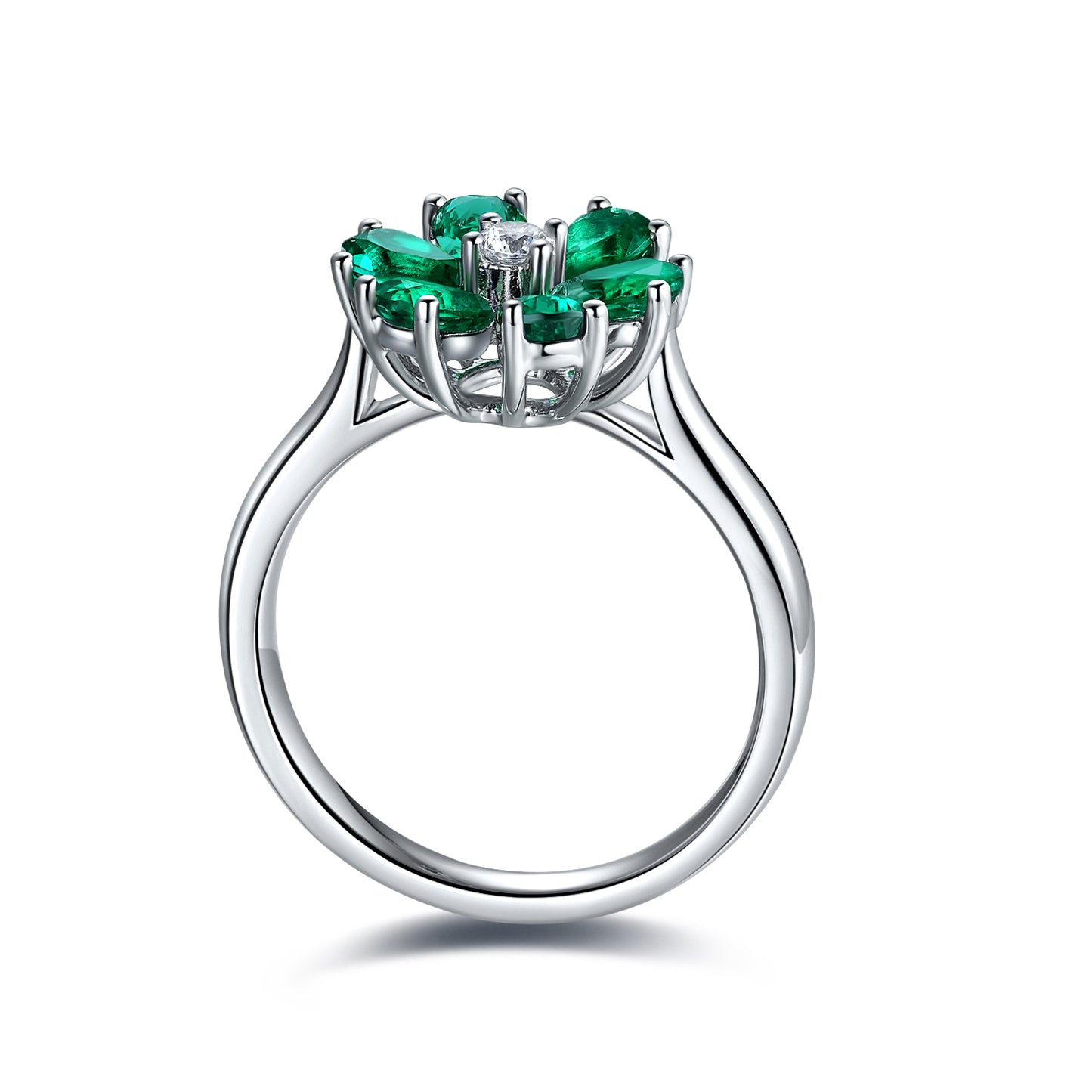Sterling Silver Lab - Grown Emerald Ring A – JSEGR236Y