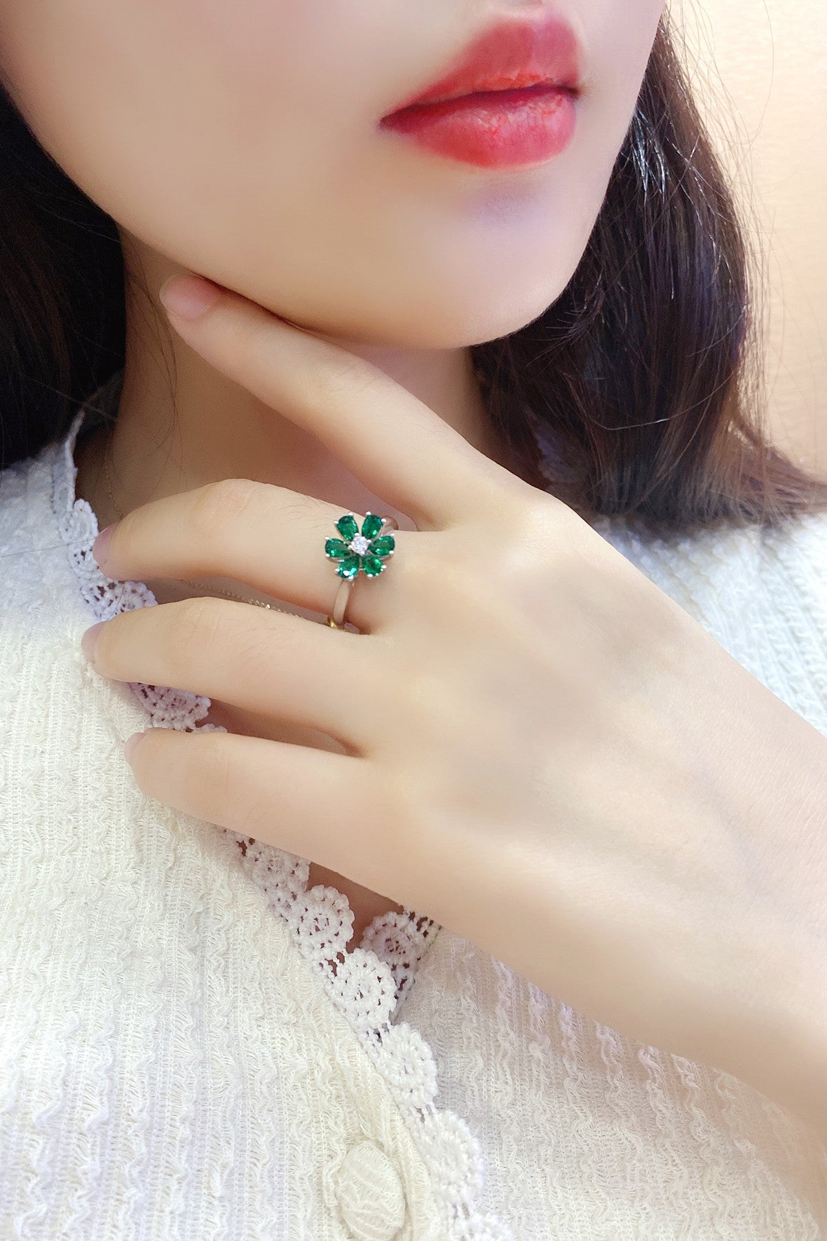 Sterling Silver Lab - Grown Emerald Ring A – JSEGR236Y