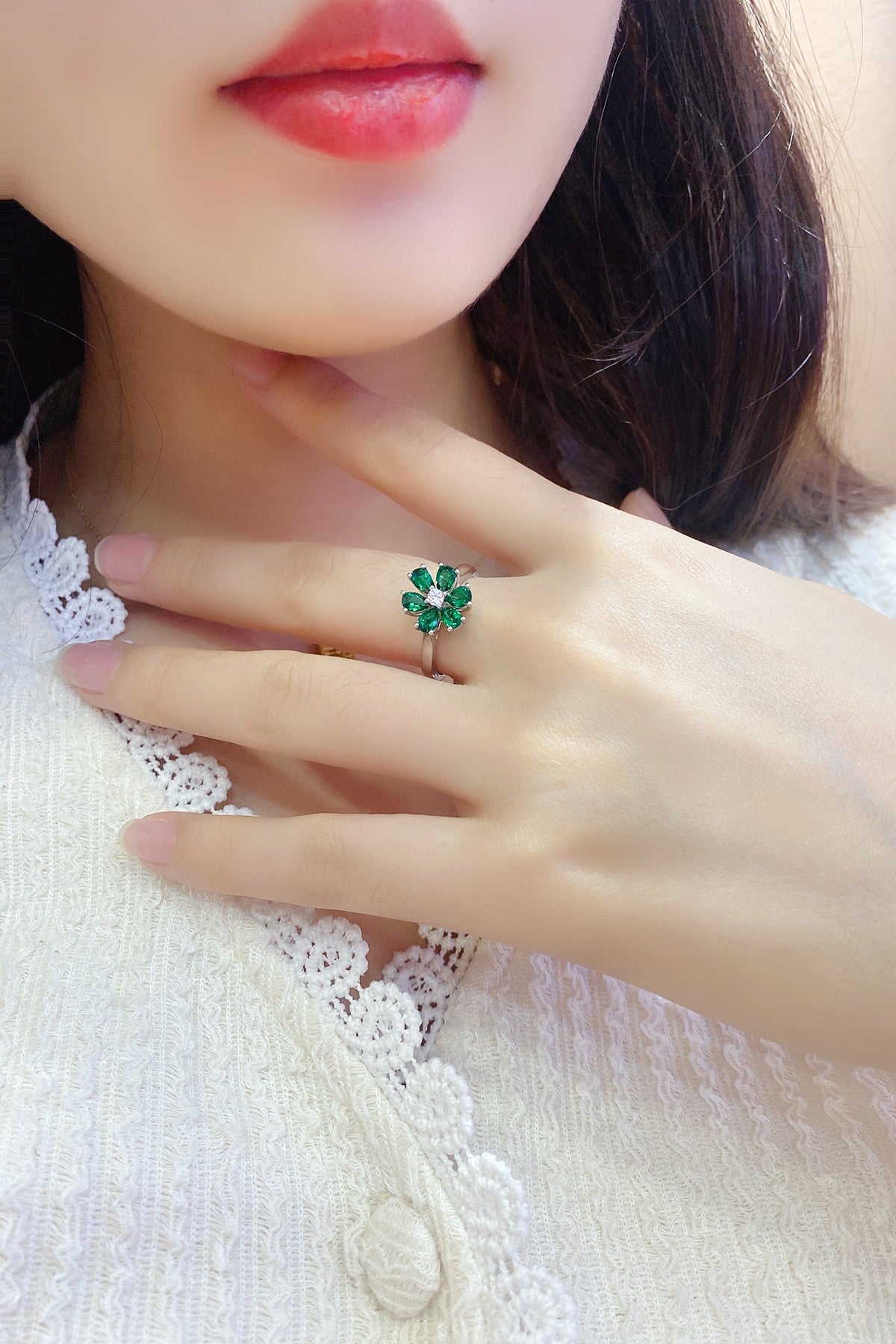 Sterling Silver Lab - Grown Emerald Ring A – JSEGR236Y
