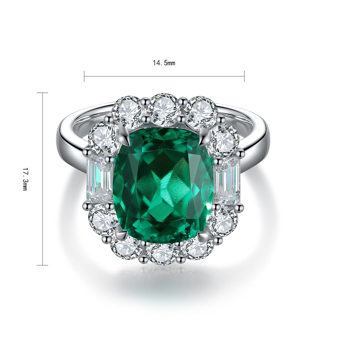 Sterling Silver Lab - Grown Emerald Ring A – JSEGR219Y