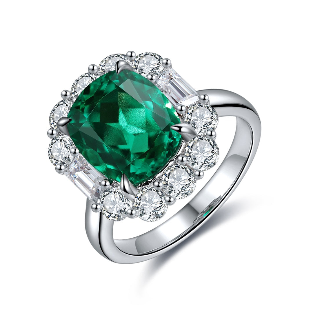 Sterling Silver Lab - Grown Emerald Ring A – JSEGR219Y