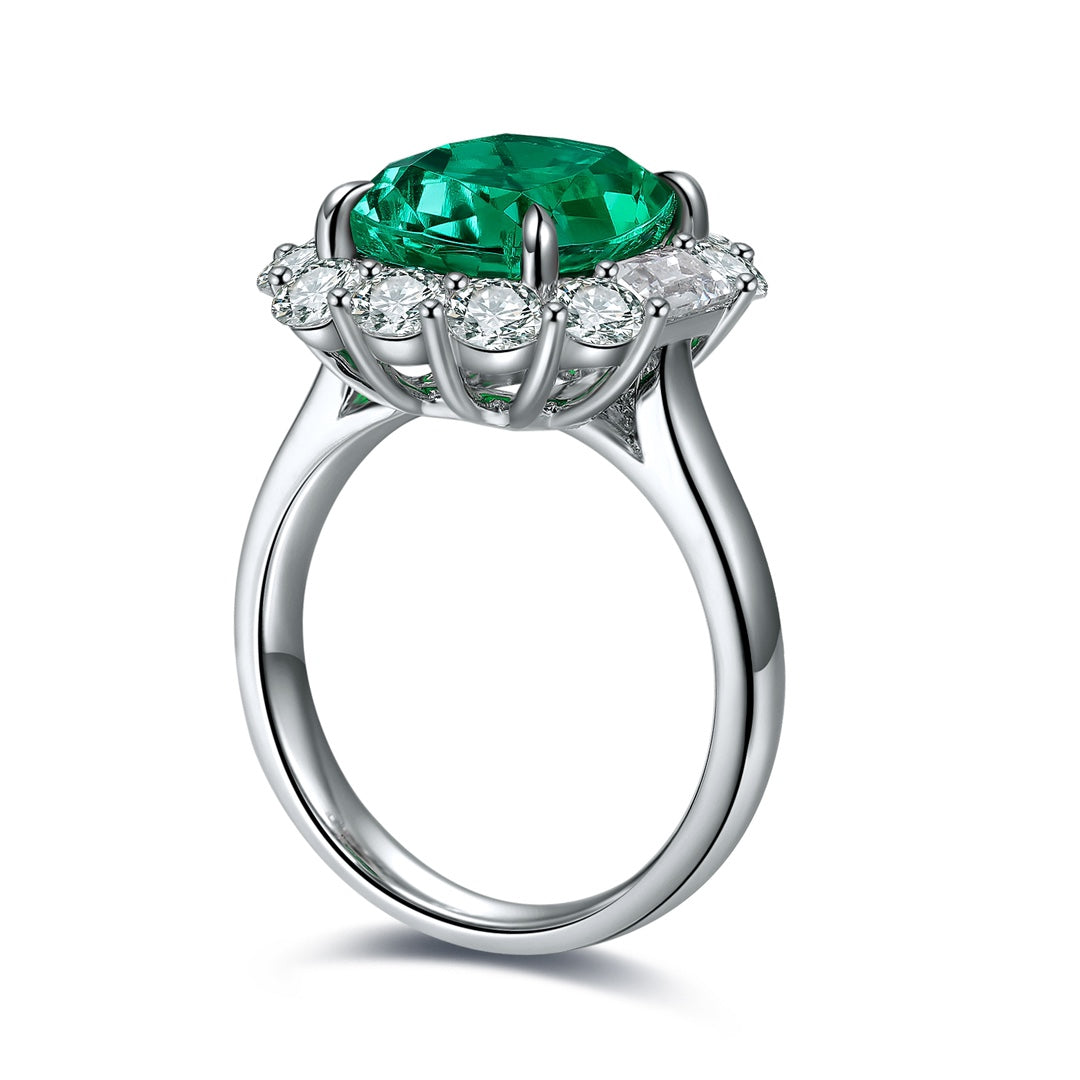Sterling Silver Lab - Grown Emerald Ring A – JSEGR219Y