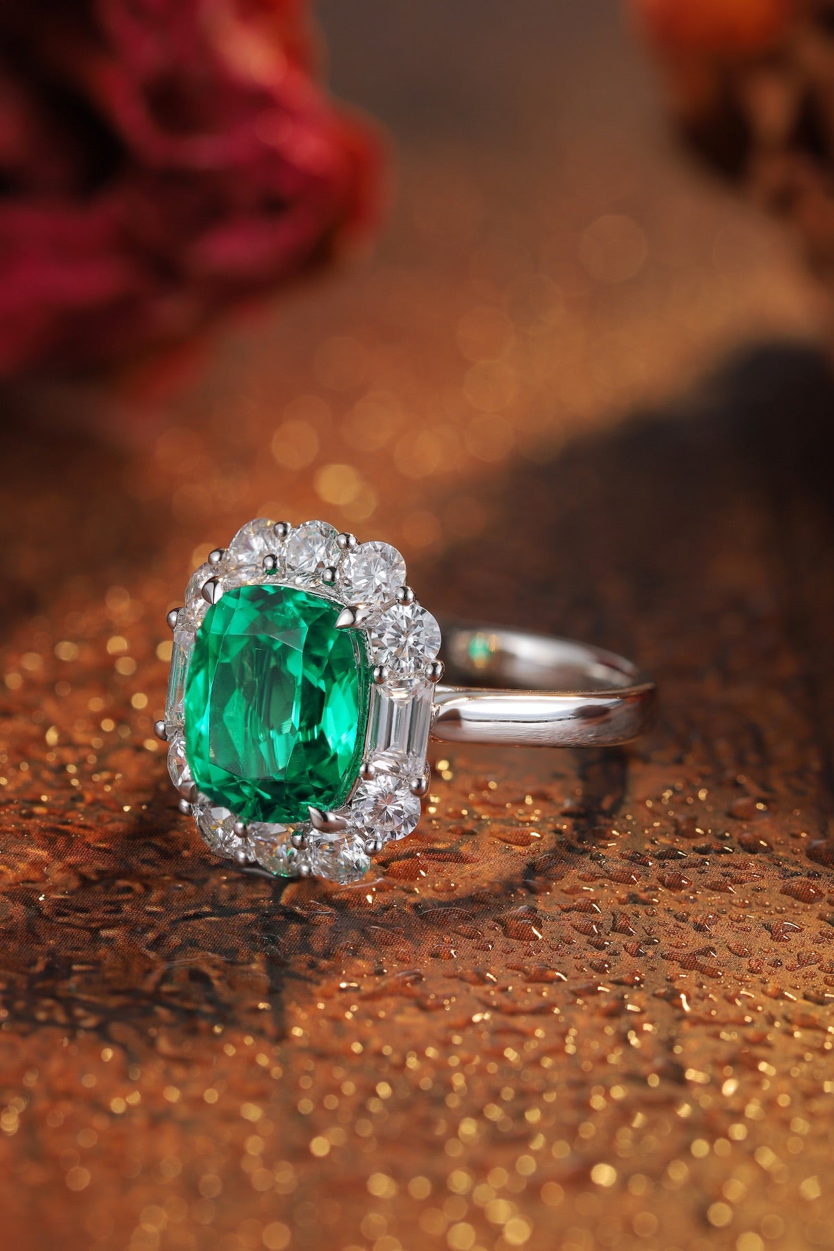 Sterling Silver Lab - Grown Emerald Ring A – JSEGR219Y