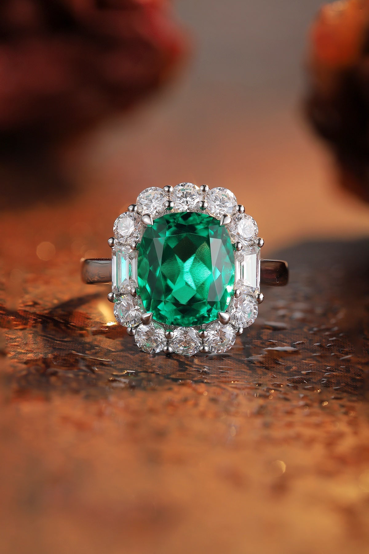 Sterling Silver Lab - Grown Emerald Ring A – JSEGR219Y