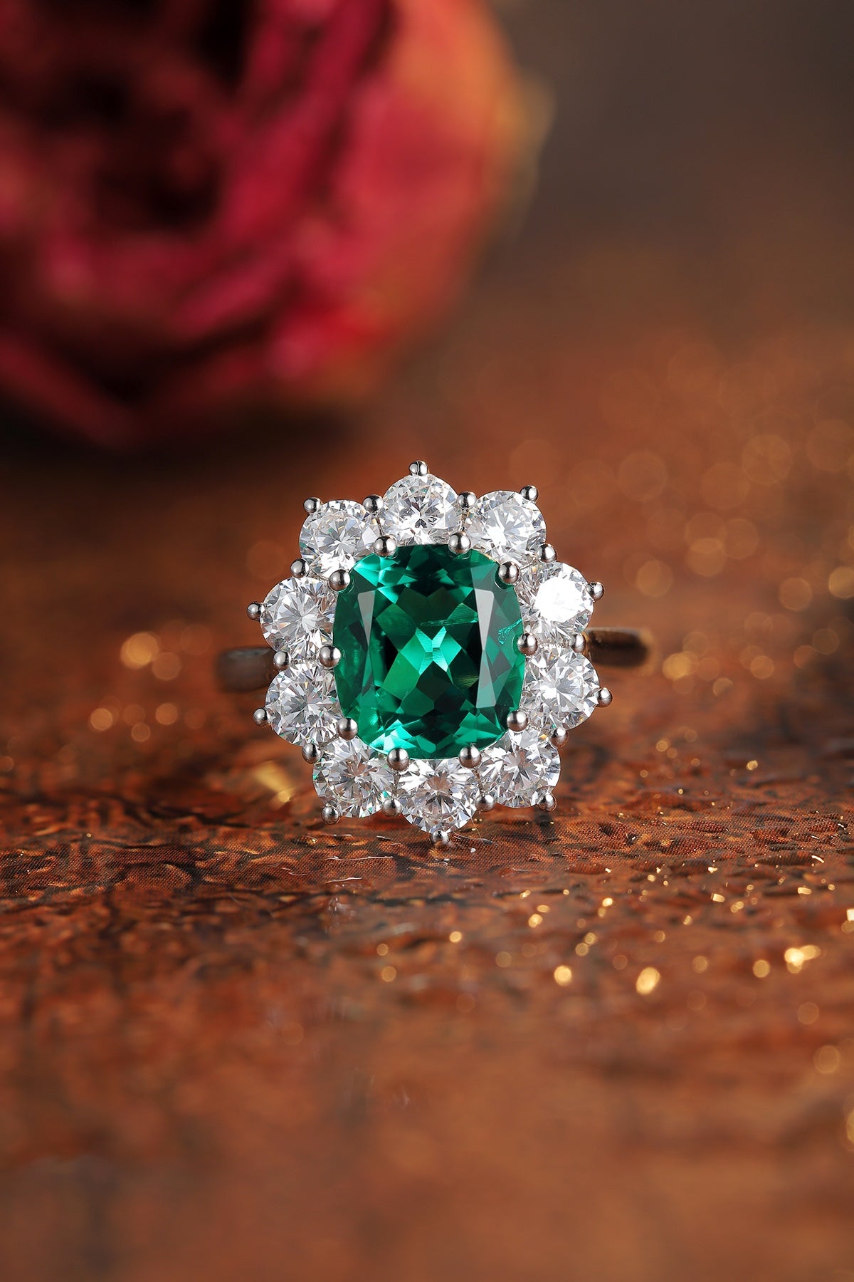 Sterling Silver Lab - Grown Emerald Ring A – JSEGR212Y