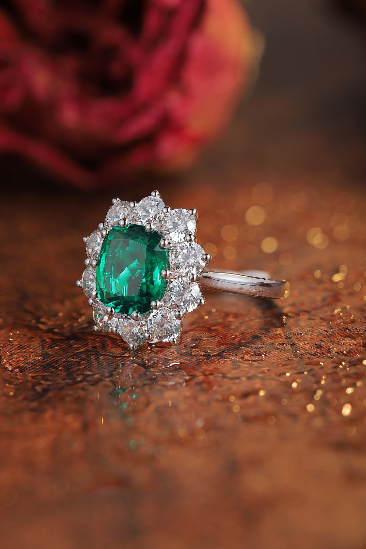 Sterling Silver Lab - Grown Emerald Ring A – JSEGR212Y