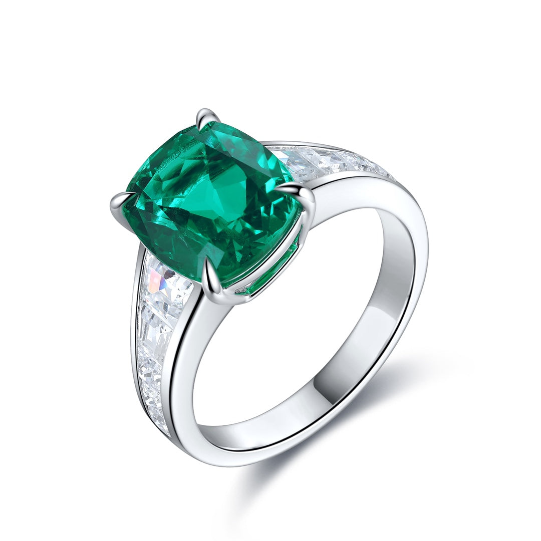 Sterling Silver Lab - Grown Emerald Ring A – JSEGR204Y