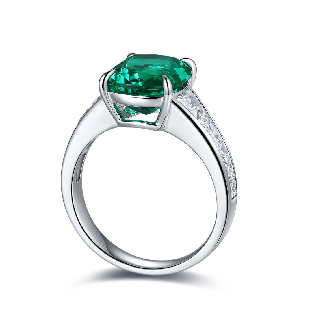 Sterling Silver Lab - Grown Emerald Ring A – JSEGR204Y