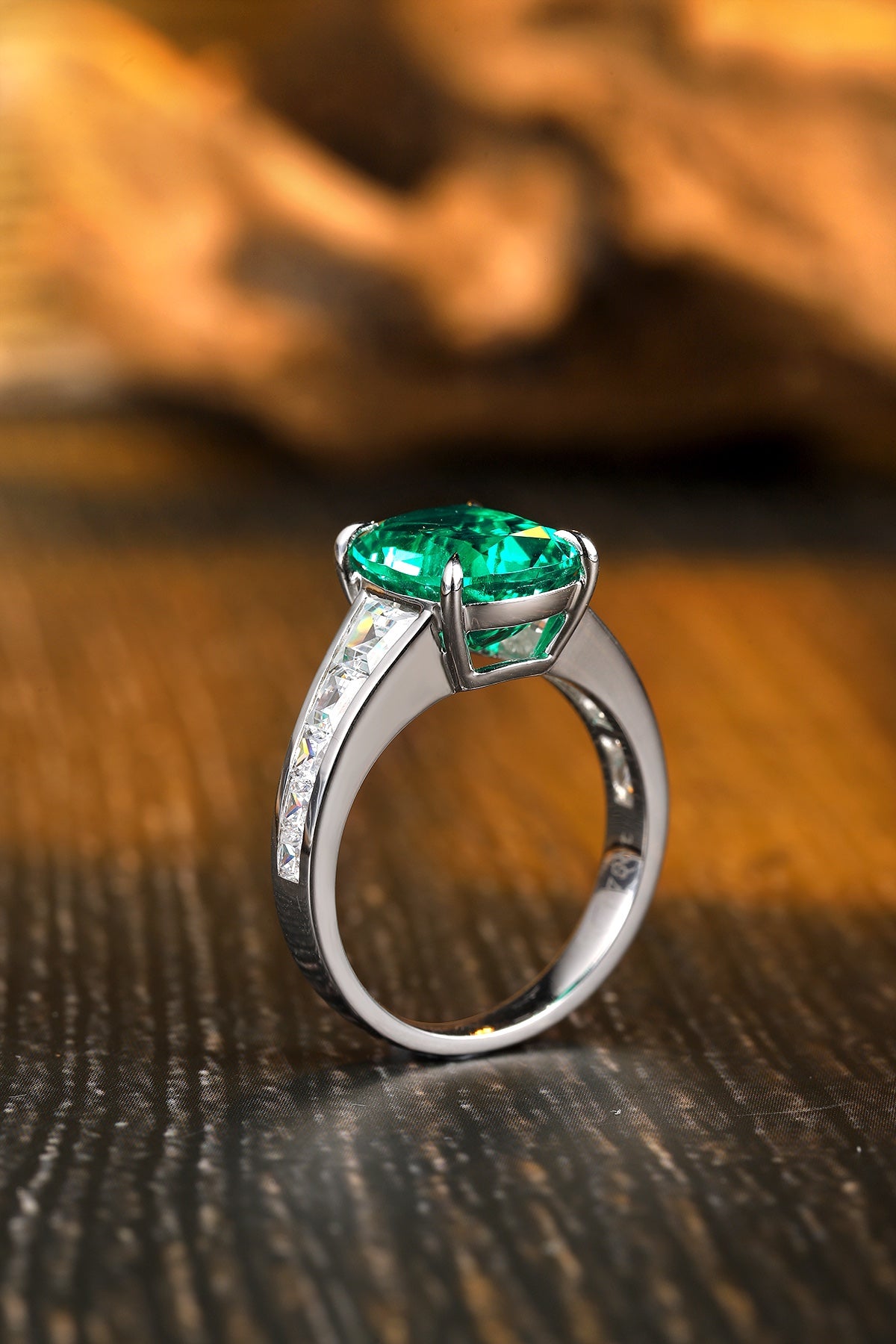 Sterling Silver Lab - Grown Emerald Ring A – JSEGR204Y