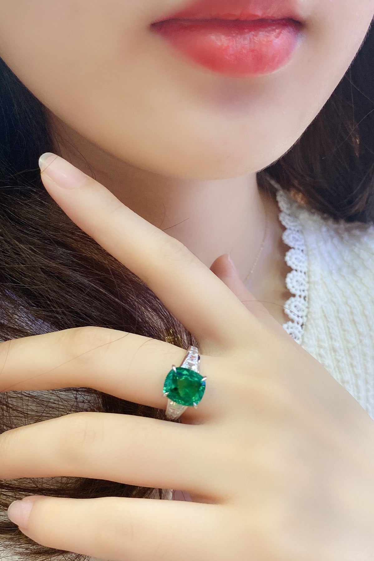 Sterling Silver Lab - Grown Emerald Ring A – JSEGR204Y