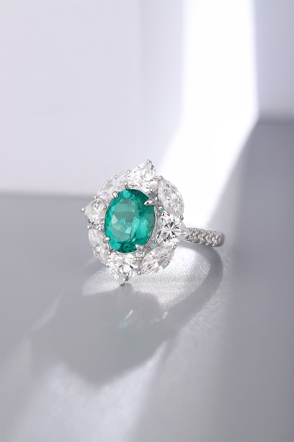 Sterling Silver Lab - Grown Emerald Ring A – JSEGR185Y