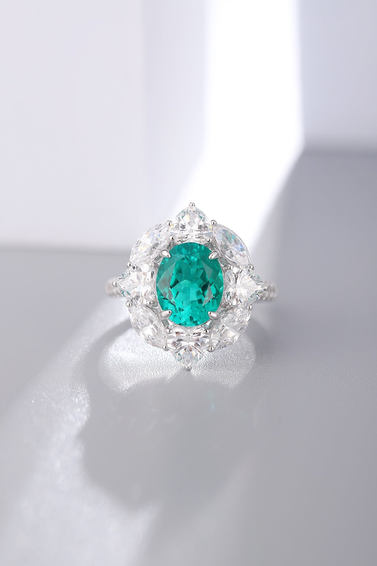 Sterling Silver Lab - Grown Emerald Ring A – JSEGR185Y