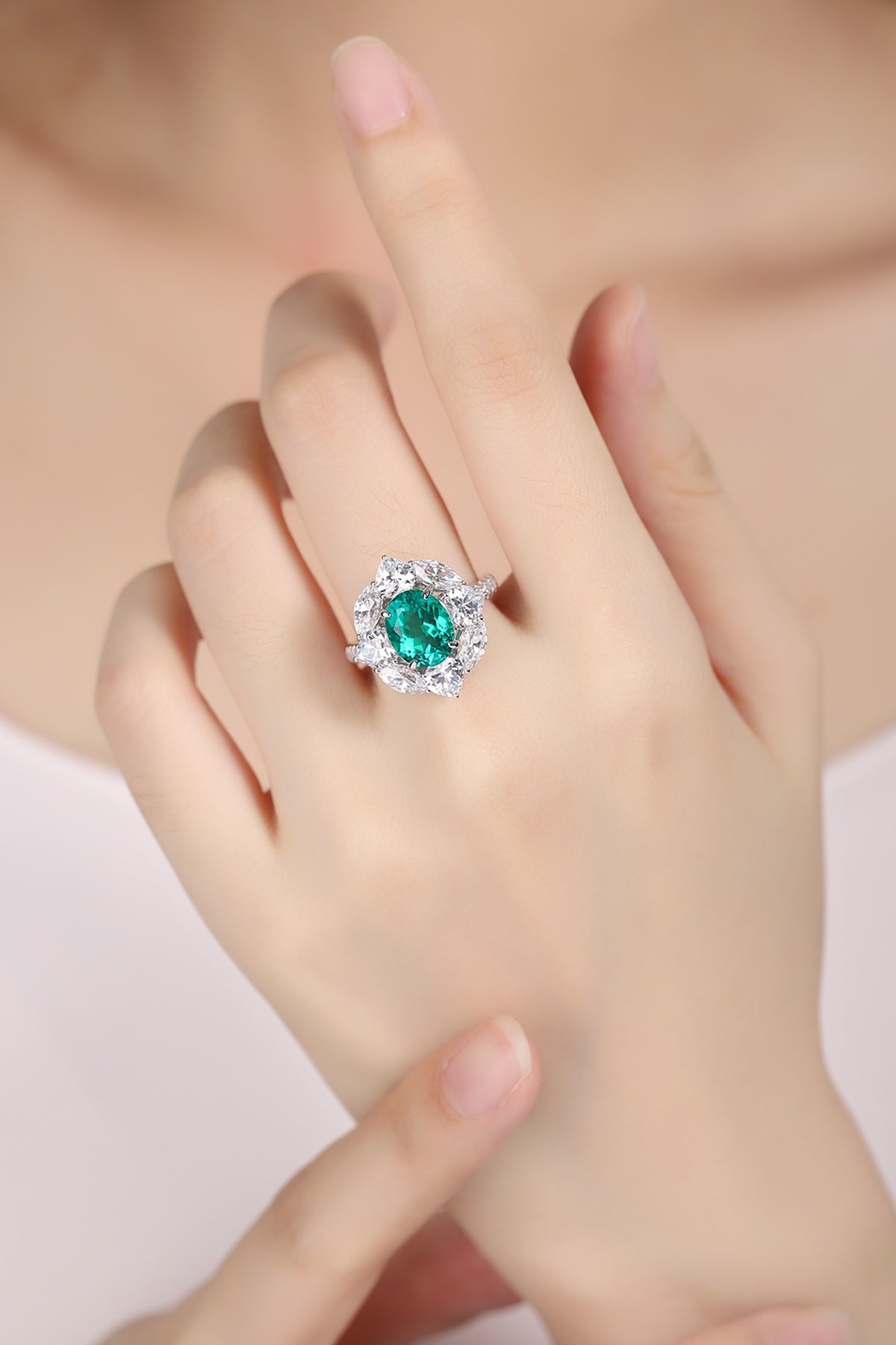 Sterling Silver Lab - Grown Emerald Ring A – JSEGR185Y