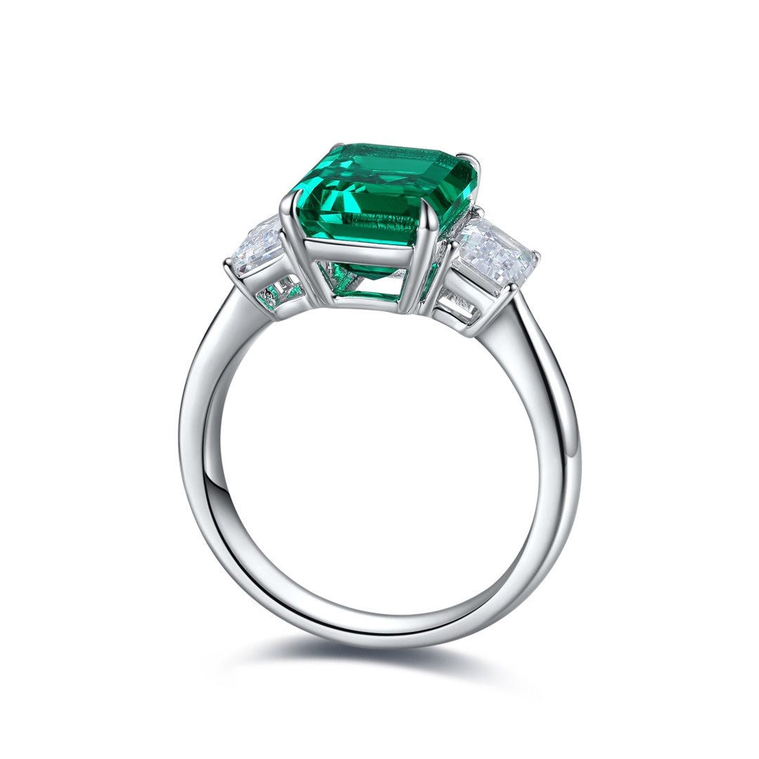Sterling Silver Lab - Grown Emerald Ring A – JSEGR153Y
