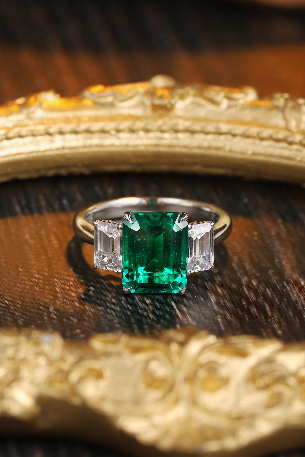 Sterling Silver Lab - Grown Emerald Ring A – JSEGR153Y