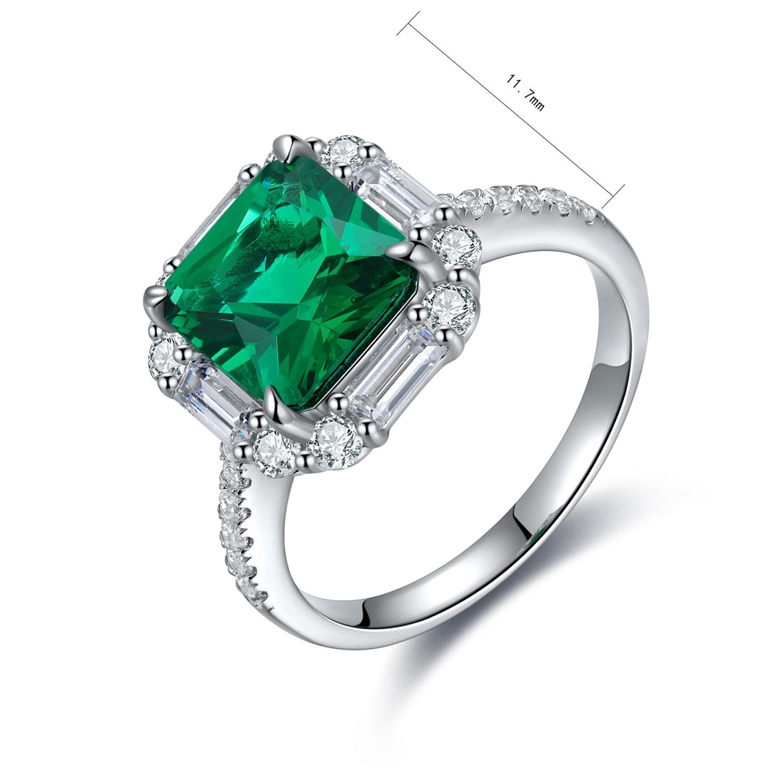 Sterling Silver Lab - Grown Emerald Ring A – JSEGR116Y