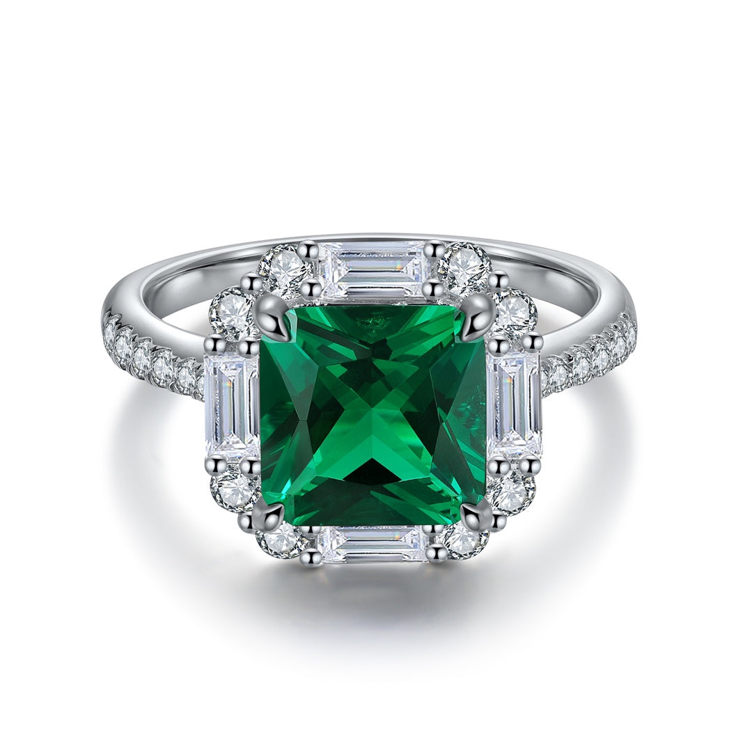 Sterling Silver Lab - Grown Emerald Ring A – JSEGR116Y