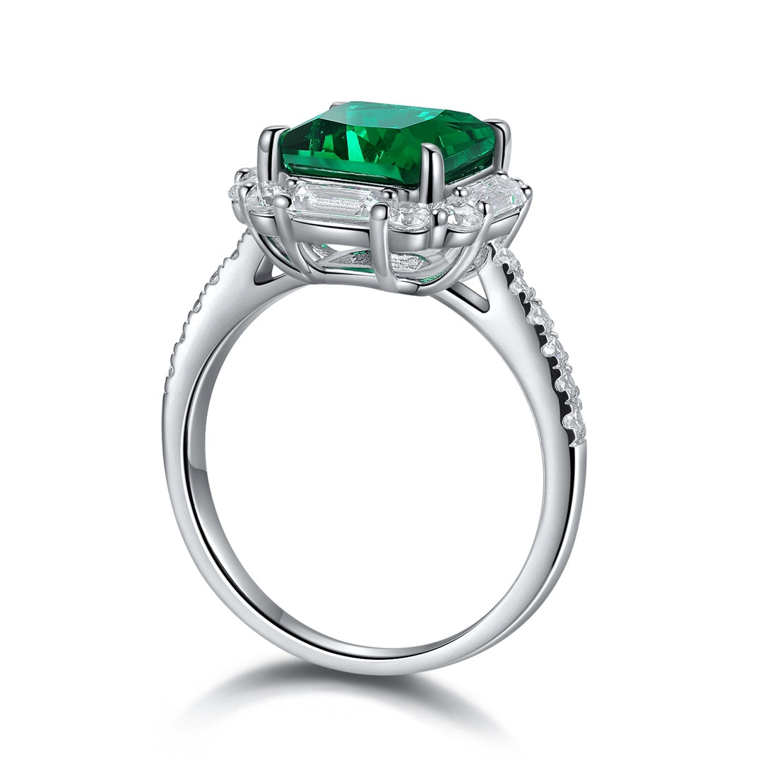 Sterling Silver Lab - Grown Emerald Ring A – JSEGR116Y