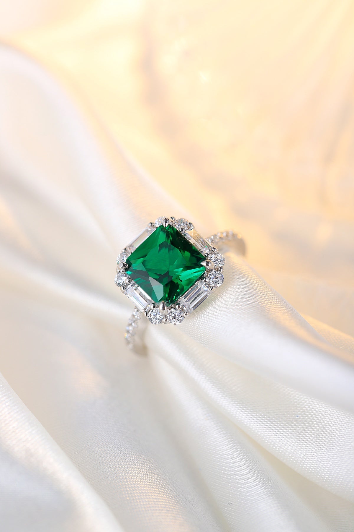 Sterling Silver Lab - Grown Emerald Ring A – JSEGR116Y