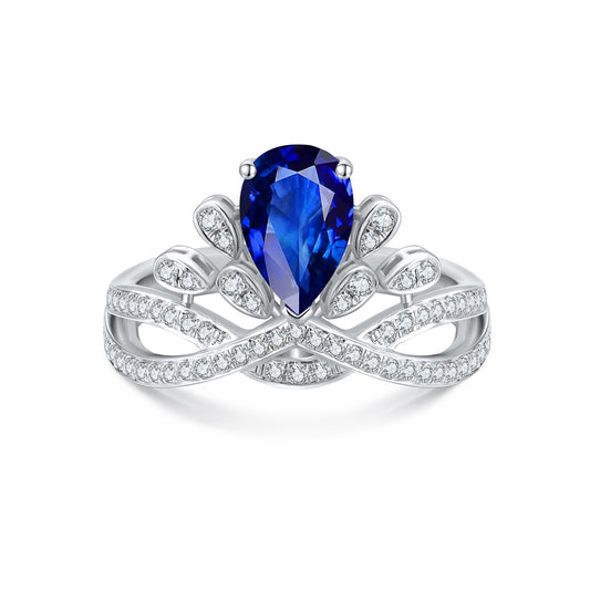 Sterling Silver Lab - Grown Blue Sapphire Ring A – JSABR18622Y