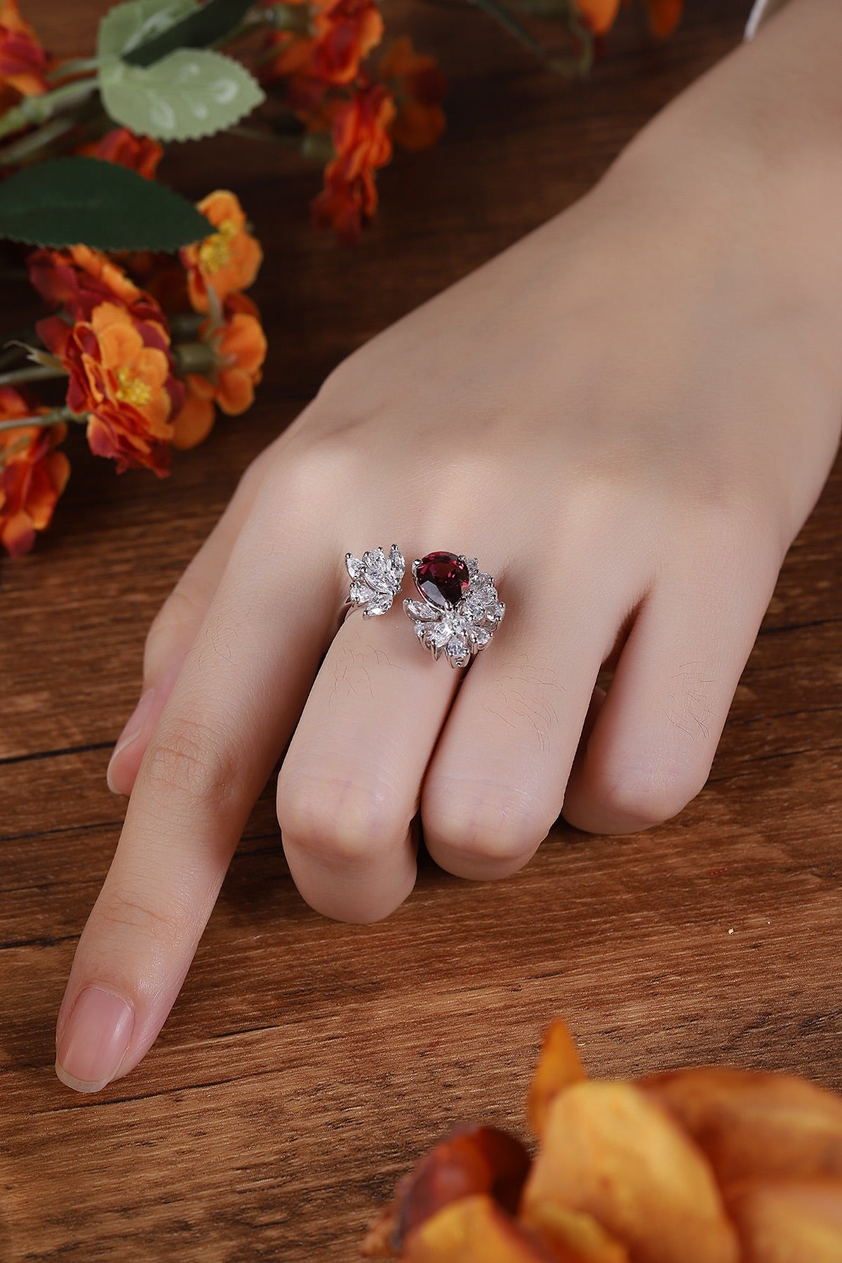 Sterling Silver Natural Garnet Ring A – JR92413