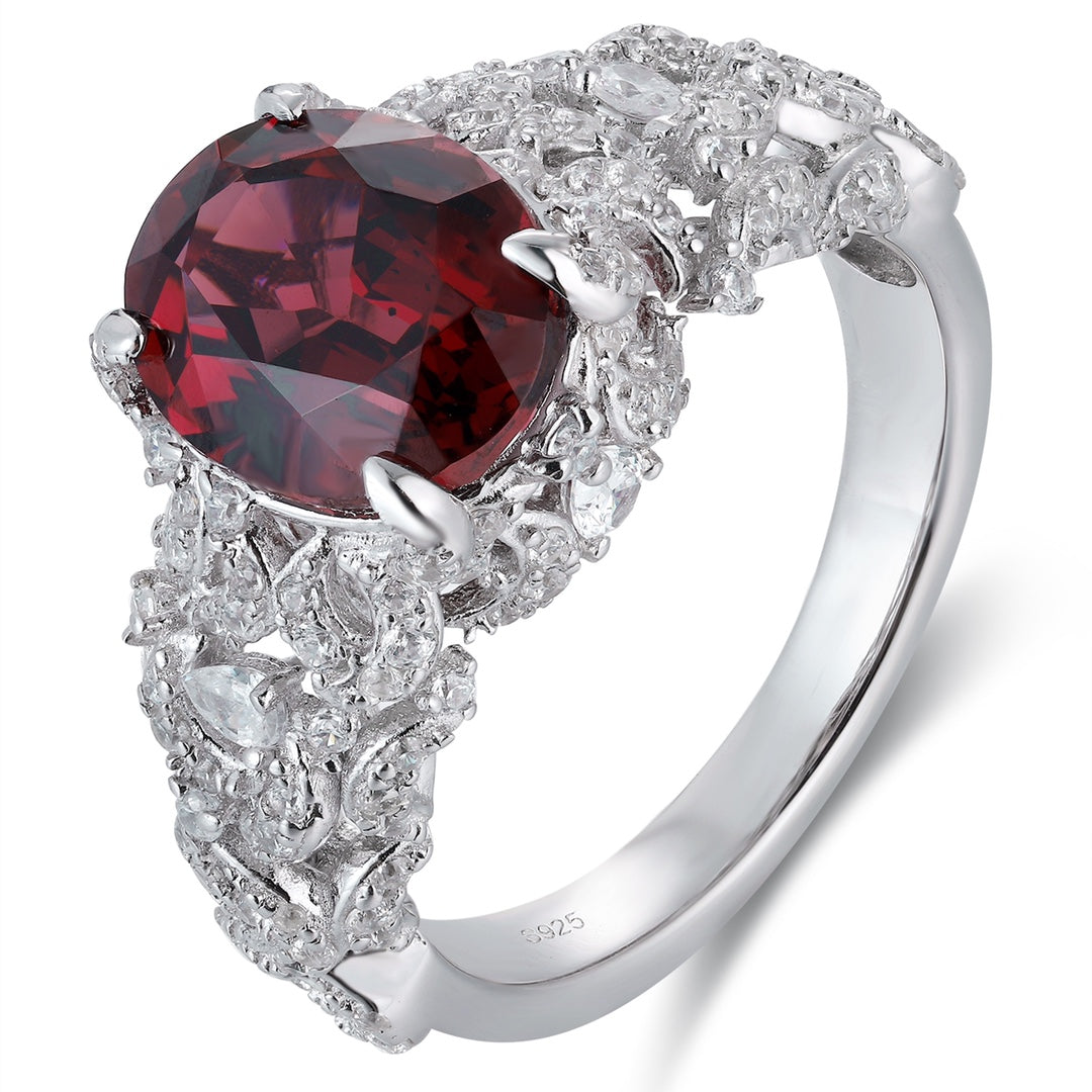Sterling Silver Natural Garnet Ring W – JR92756