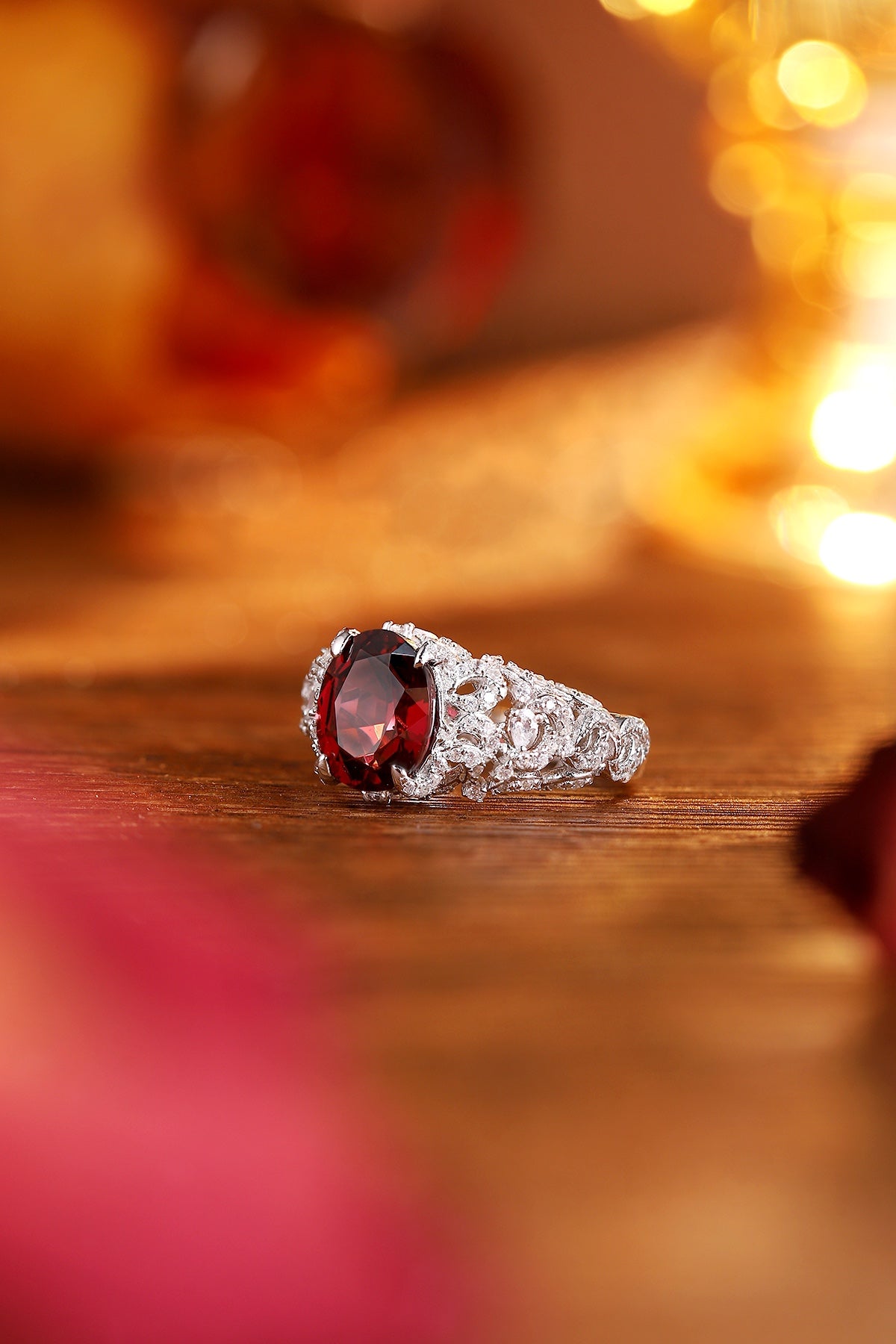 Sterling Silver Natural Garnet Ring W – JR92756