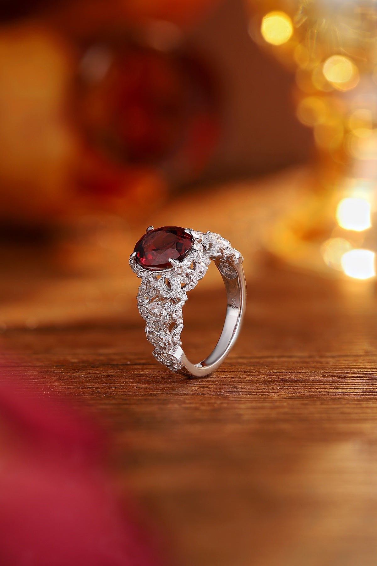 Sterling Silver Natural Garnet Ring W – JR92756