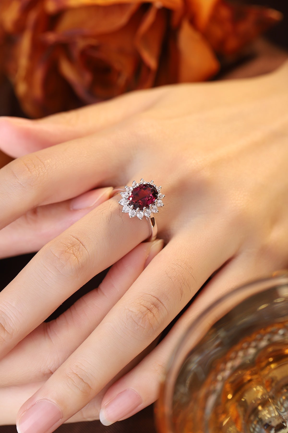 Sterling Silver Natural Garnet Ring W – JR2725