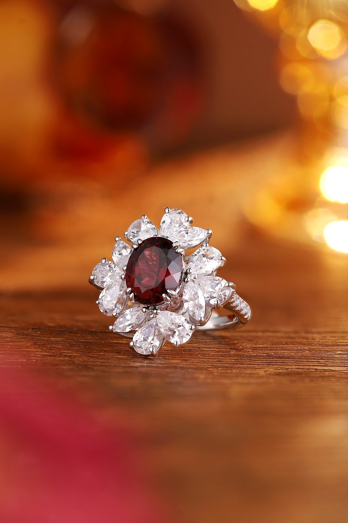 Sterling Silver Natural Garnet Ring W – JR92674