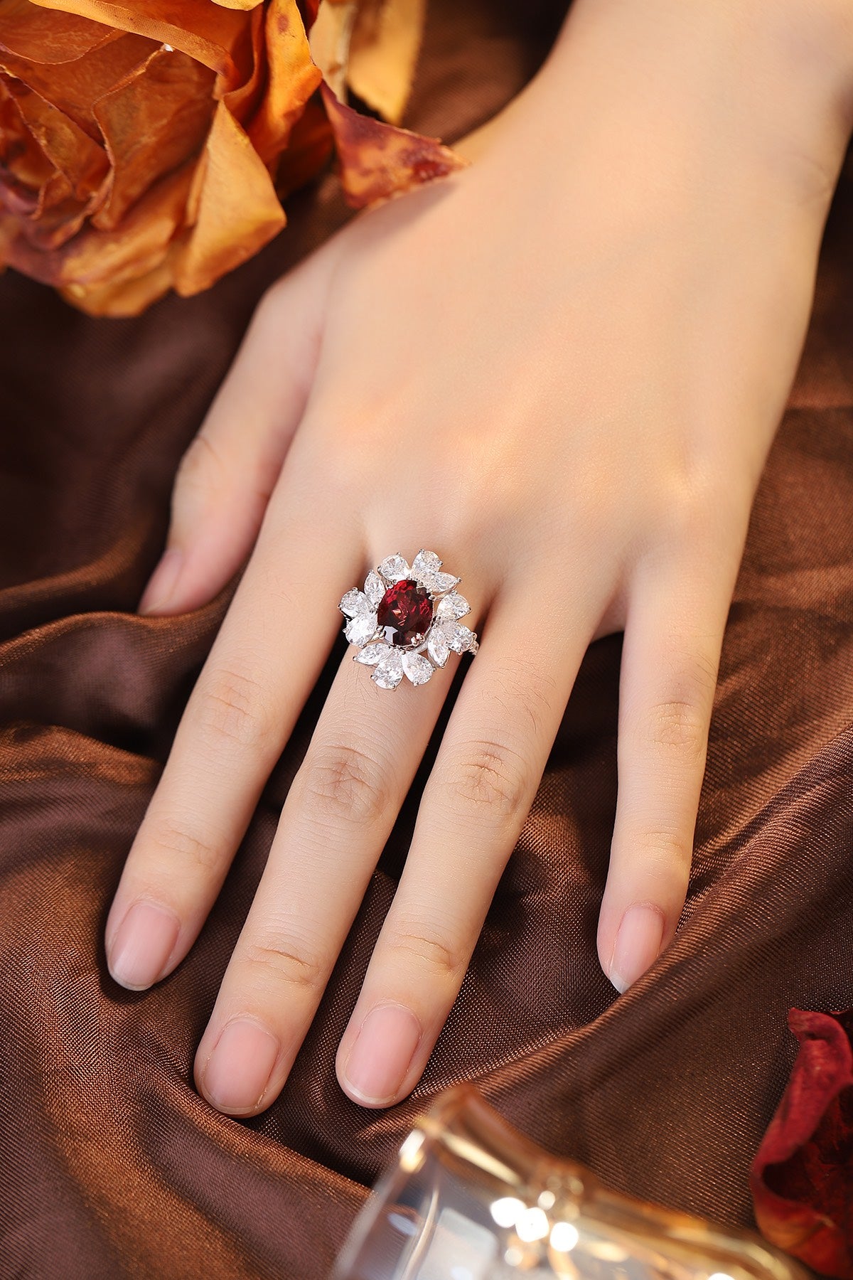 Sterling Silver Natural Garnet Ring W – JR92674