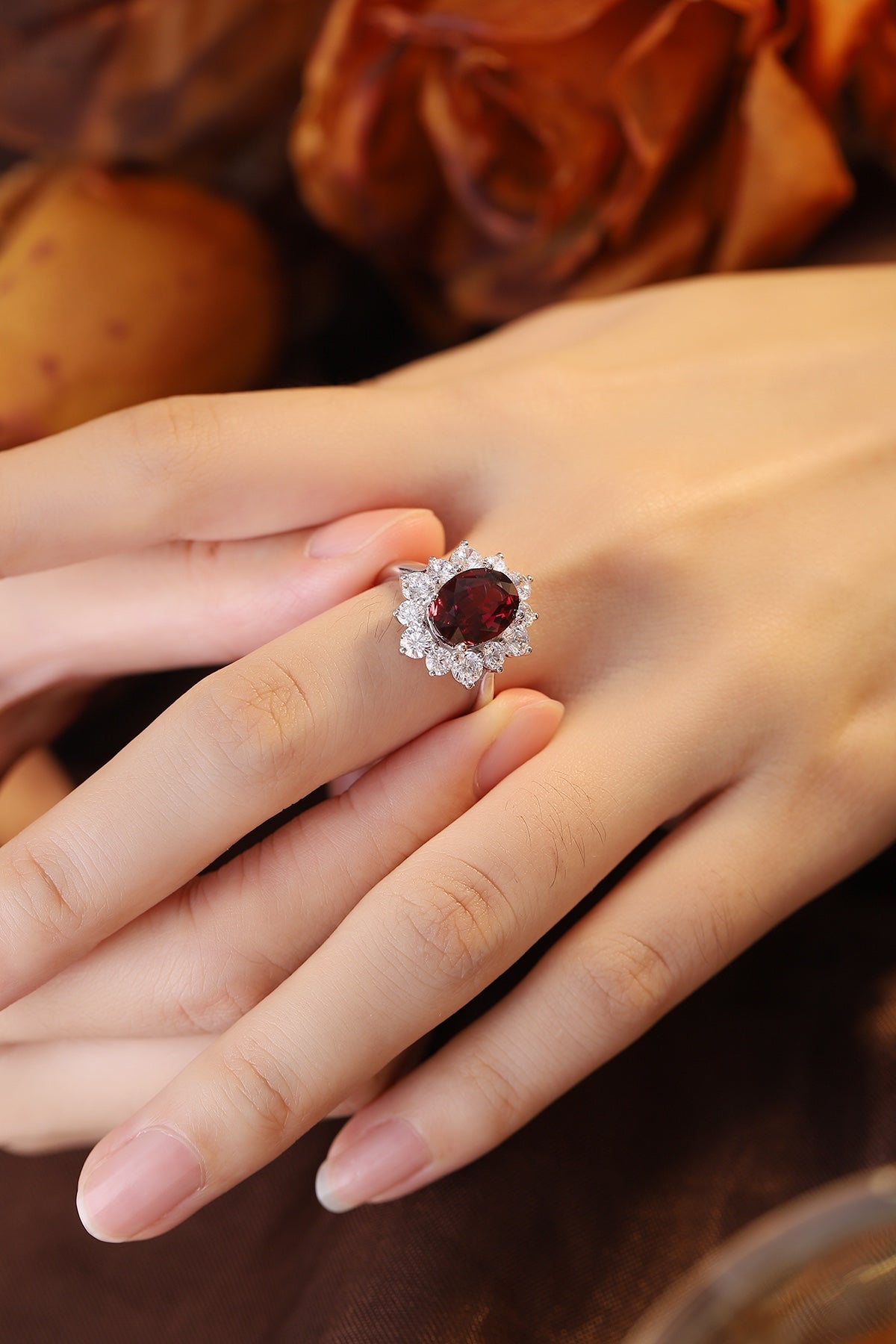 Sterling Silver Natural Garnet Ring W – JR214Y