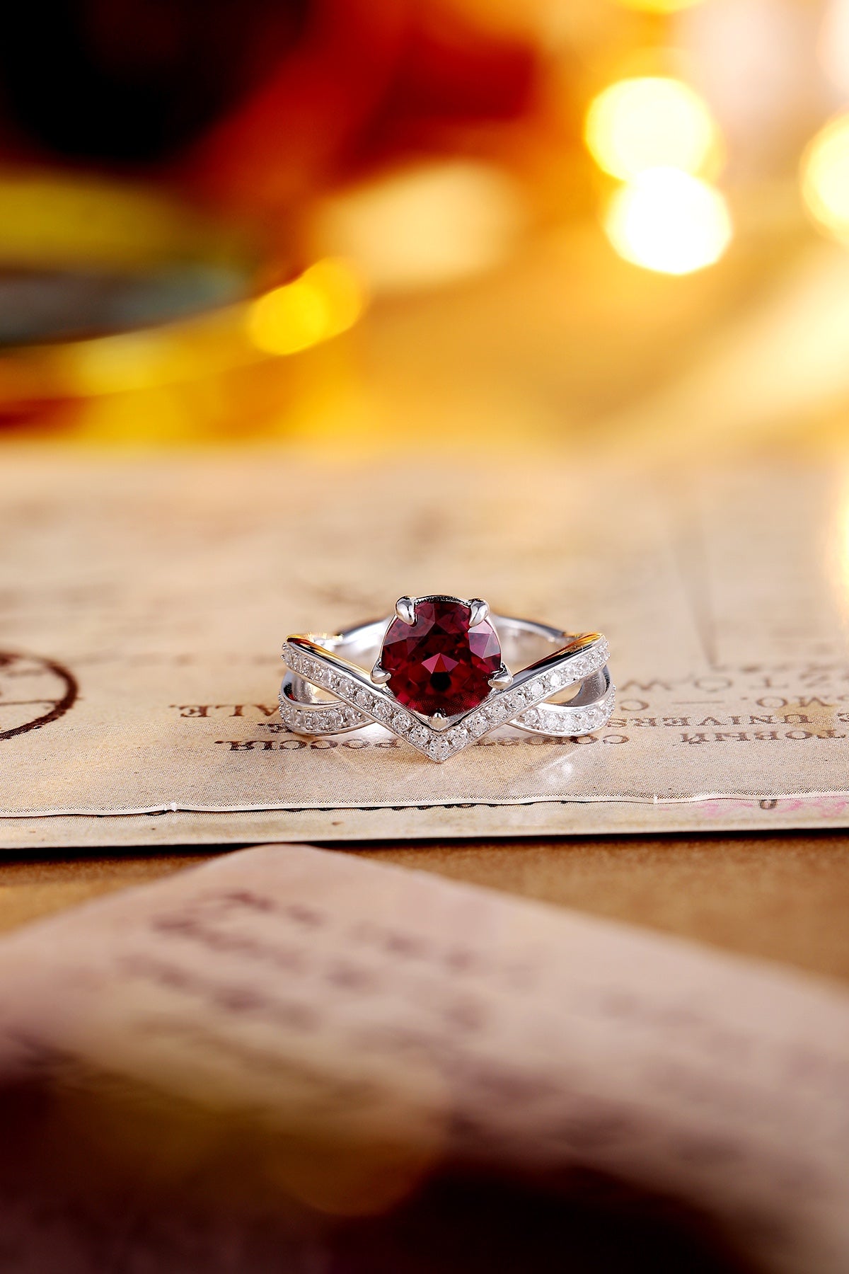 Sterling Silver Natural Garnet Ring W – JR1414Y
