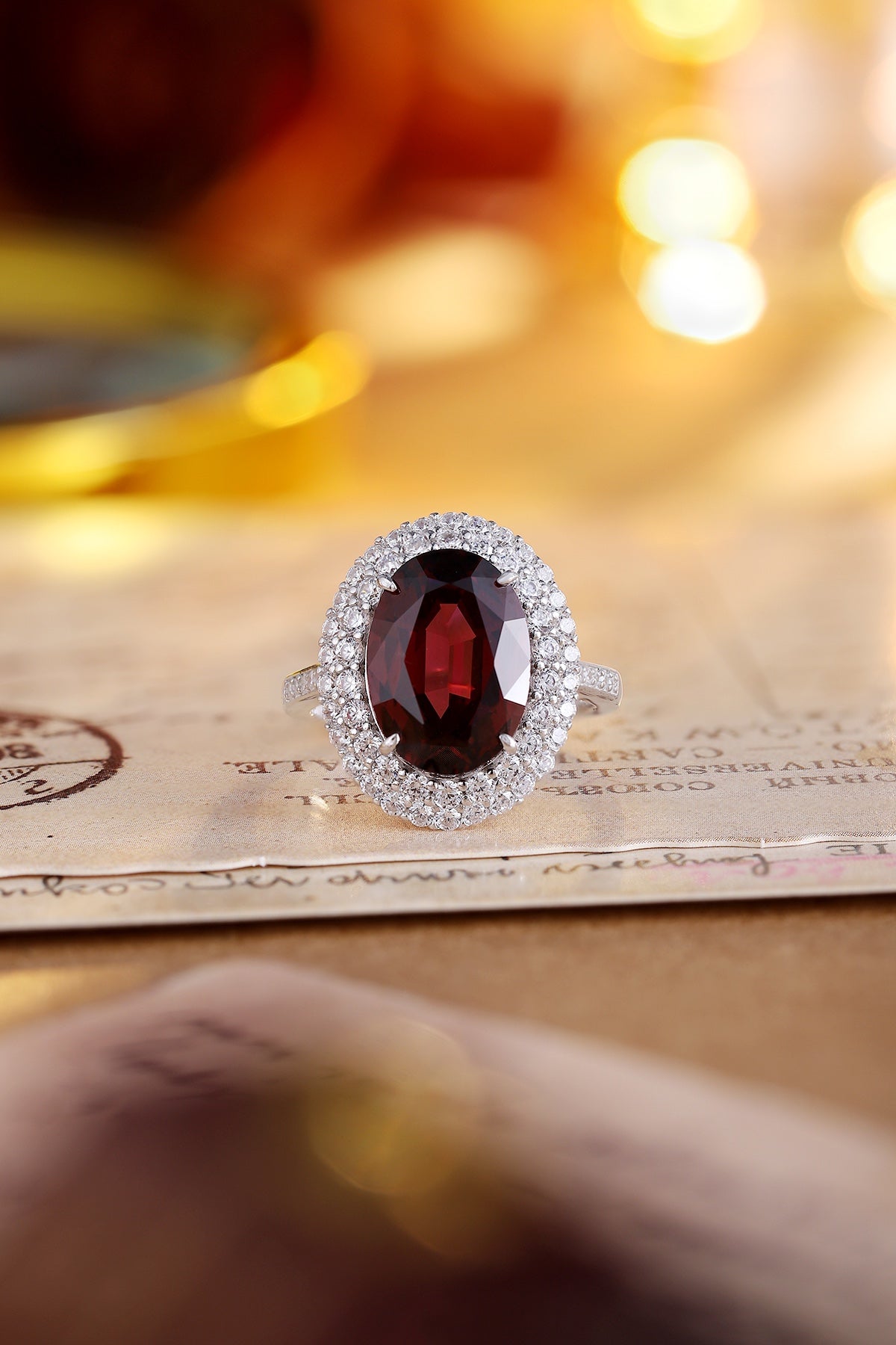Sterling Silver Natural Garnet Ring W – JR489Y