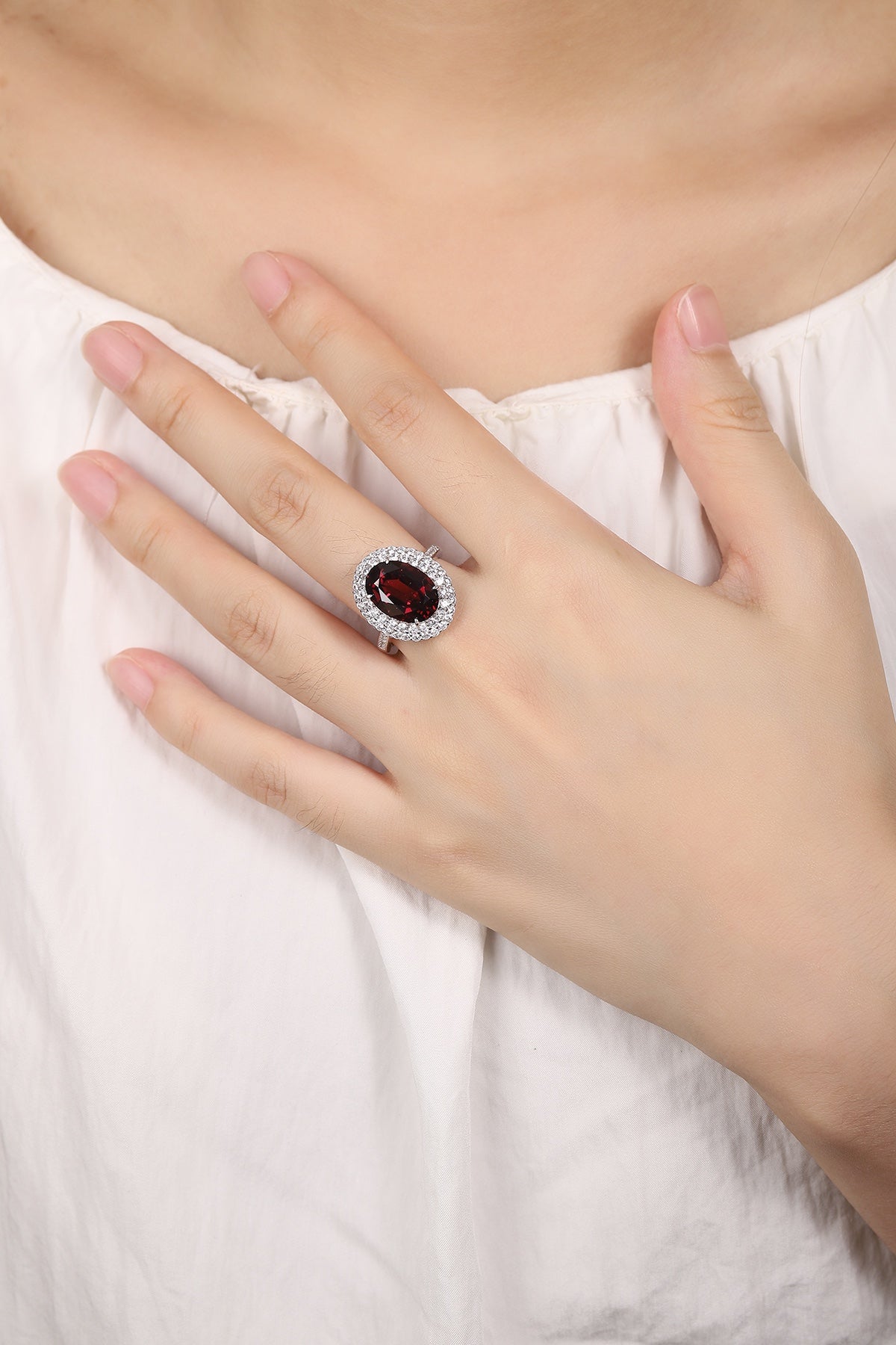 Sterling Silver Natural Garnet Ring W – JR489Y