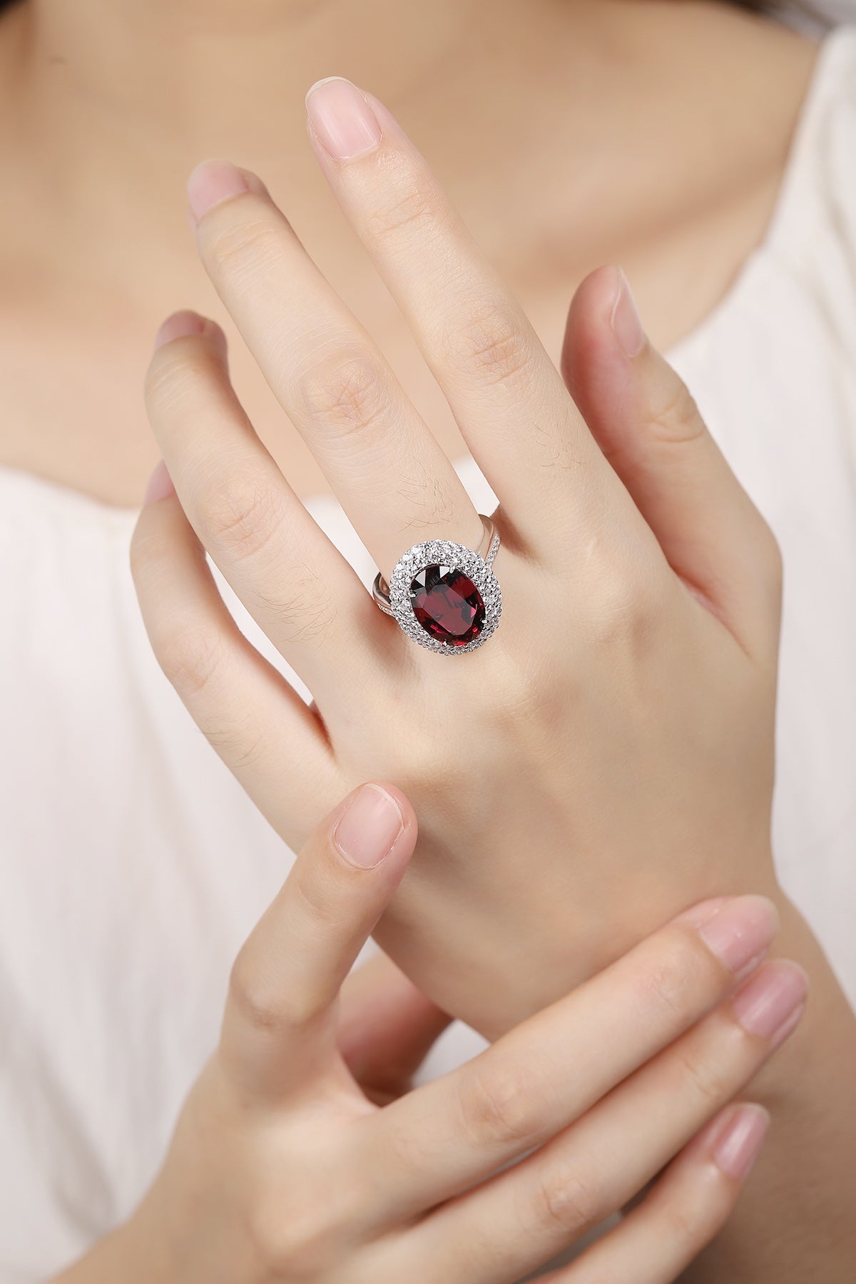 Sterling Silver Natural Garnet Ring W – JR489Y