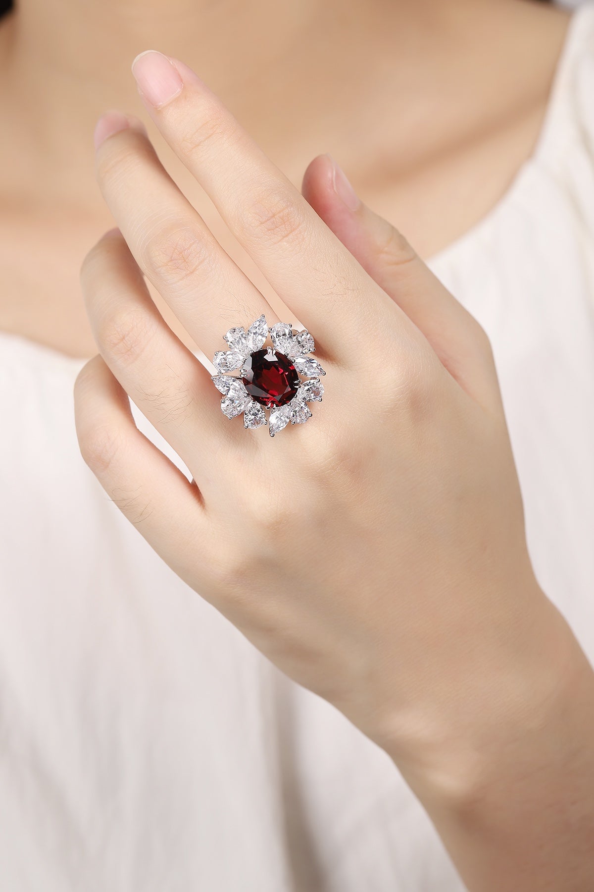 Sterling Silver Natural Garnet Ring W – JR238Y