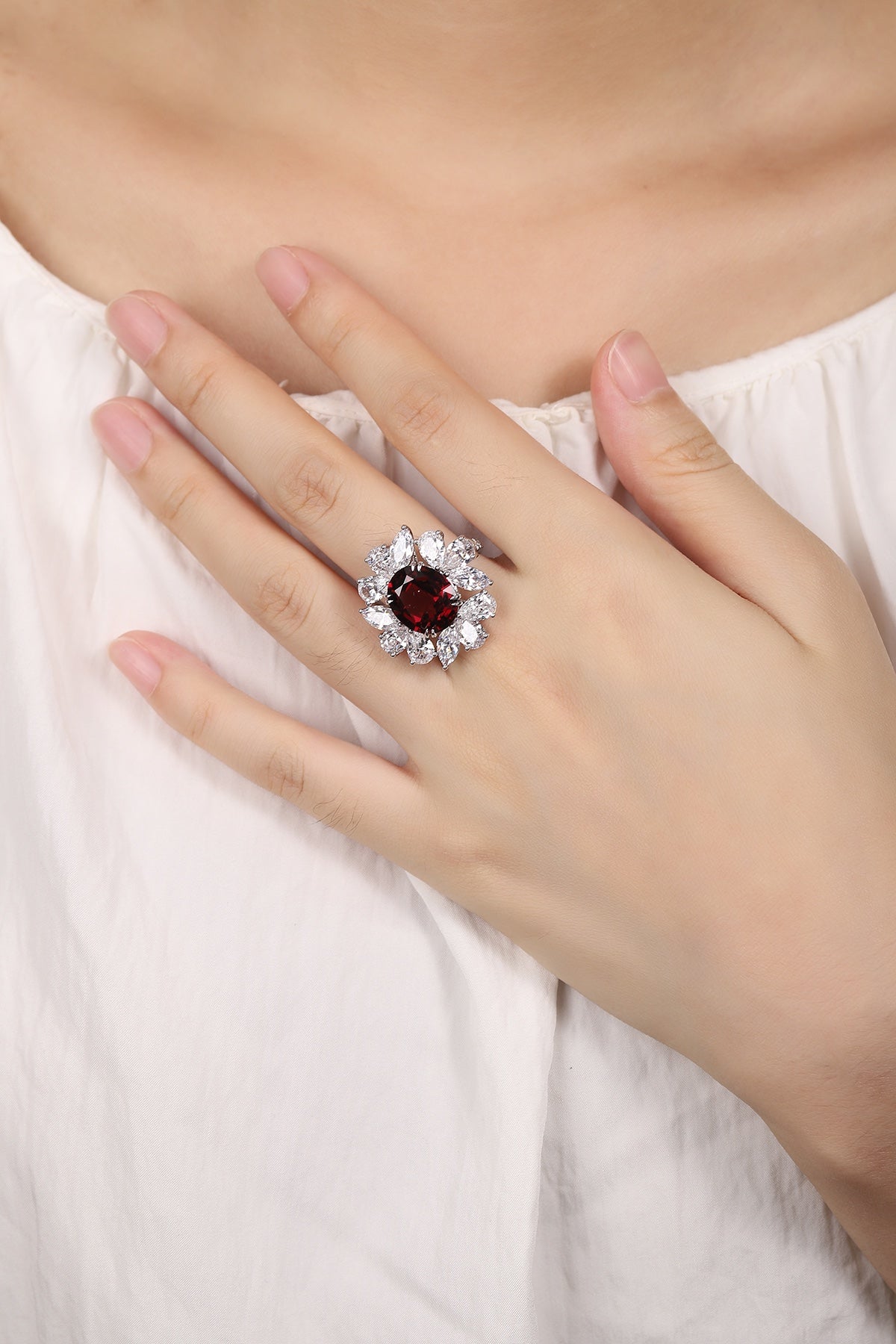 Sterling Silver Natural Garnet Ring W – JR238Y