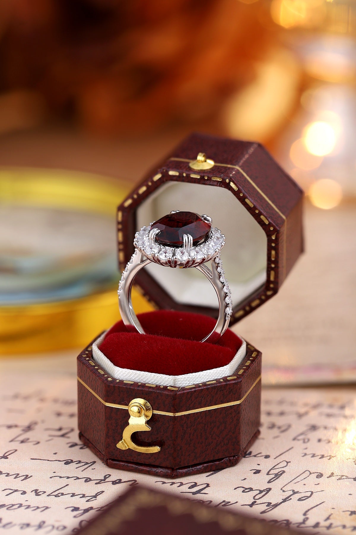 Sterling Silver Natural Garnet Ring W – JR210Y